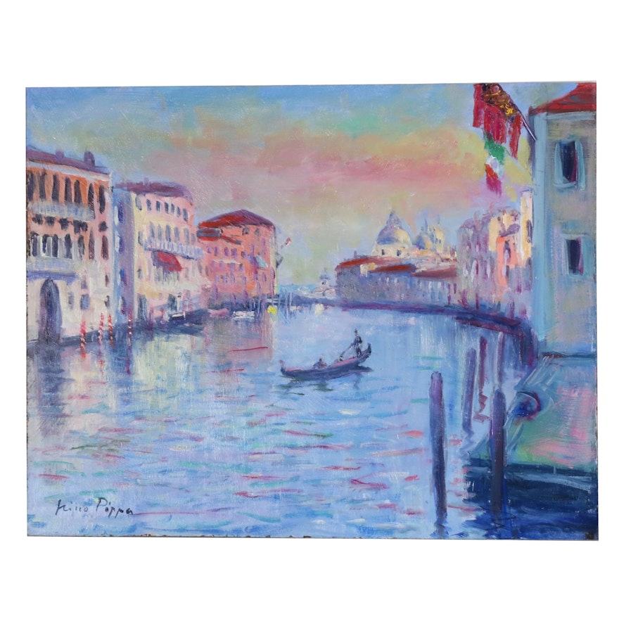 Nino Pippa Oil Painting "Venice - Twilight on the Grand Canal"