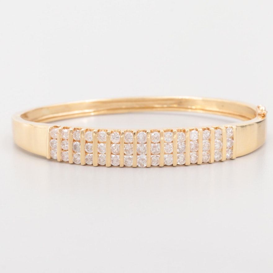 18K Yellow Gold 3.45 CTW Diamond Bangle Bracelet