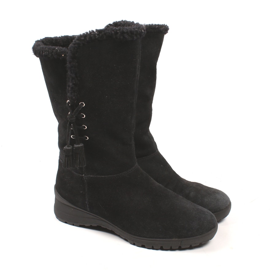 Ralph Lauren Black Suede and Shearling Tadina Boots