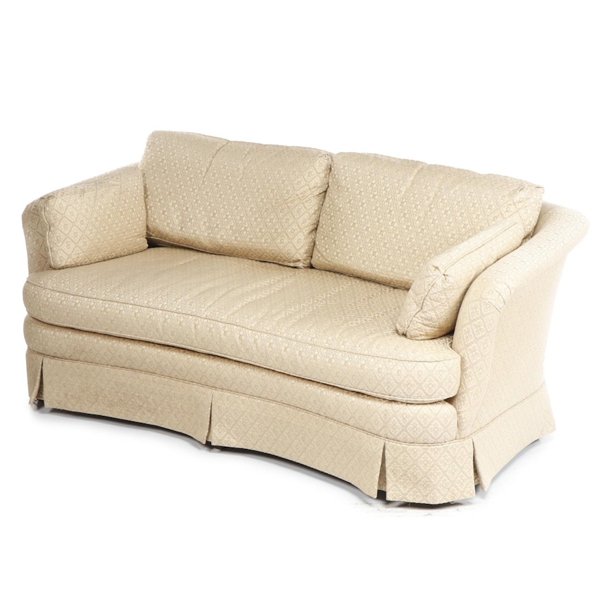 Sherril Furniture Gold Floral Brocade Upholstered Curved Back Sofa, Contemporary