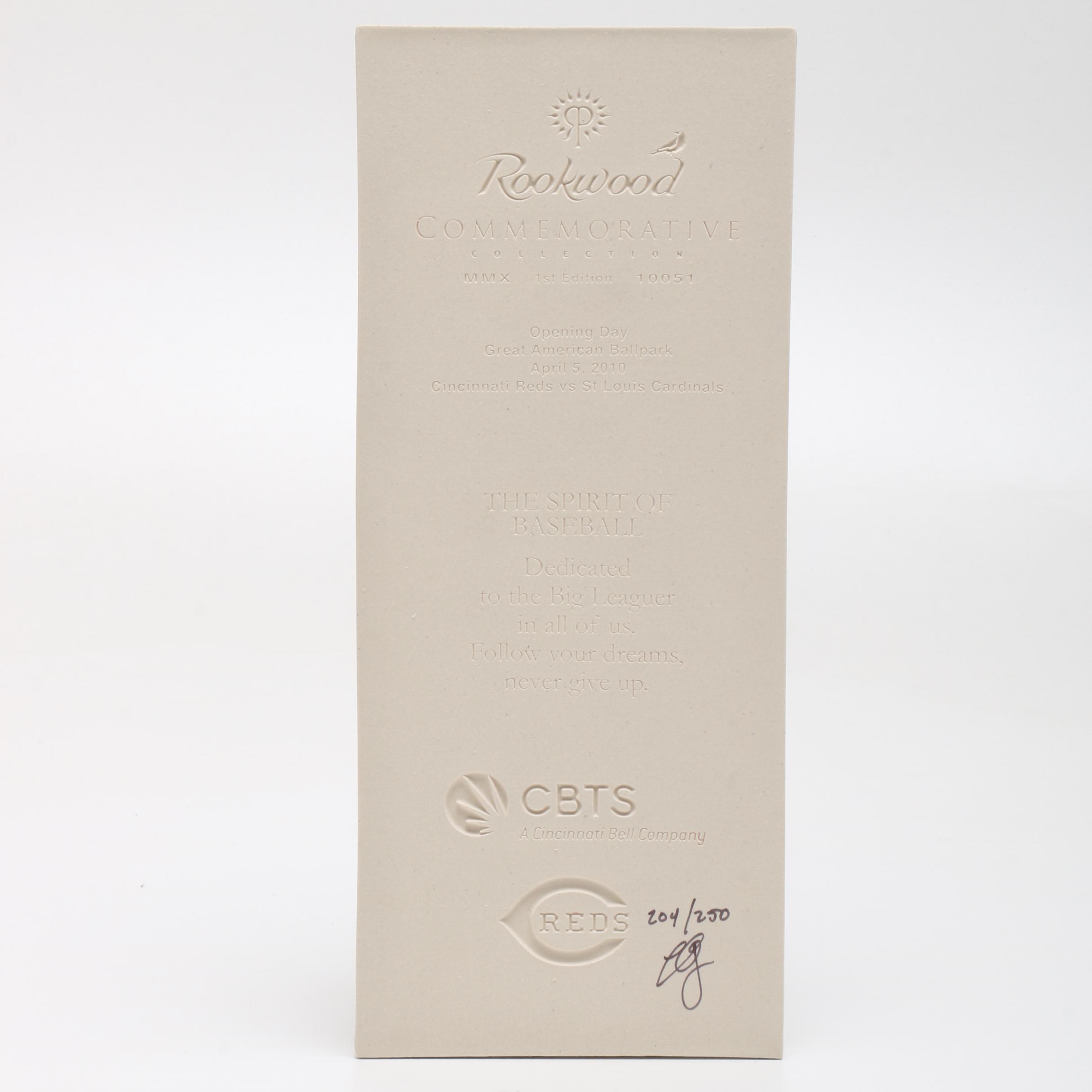 Rookwood Pottery "The Spirit of Baseball" Reds Limited Edition Plaque with Box