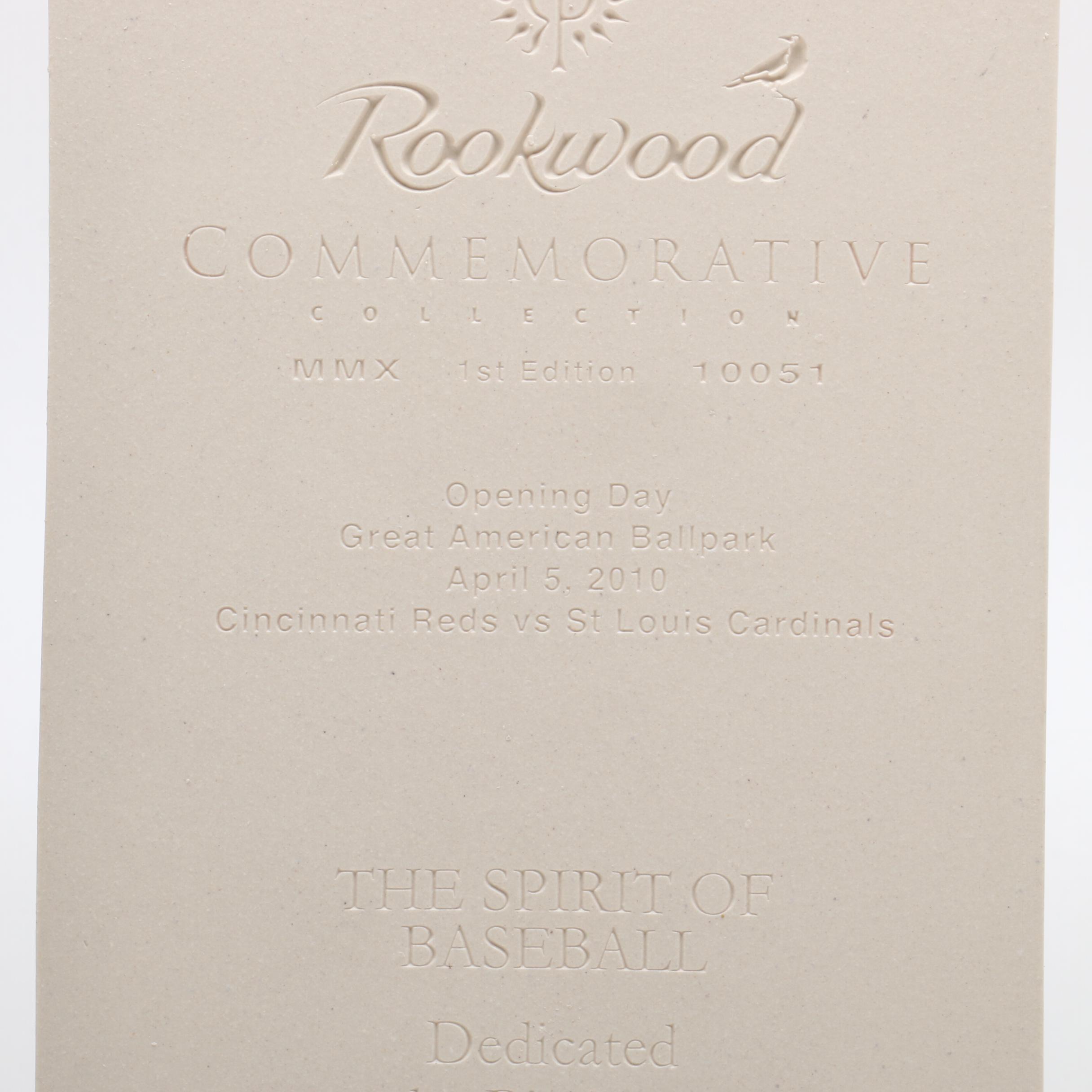 Rookwood Pottery "The Spirit of Baseball" Reds Limited Edition Plaque with Box