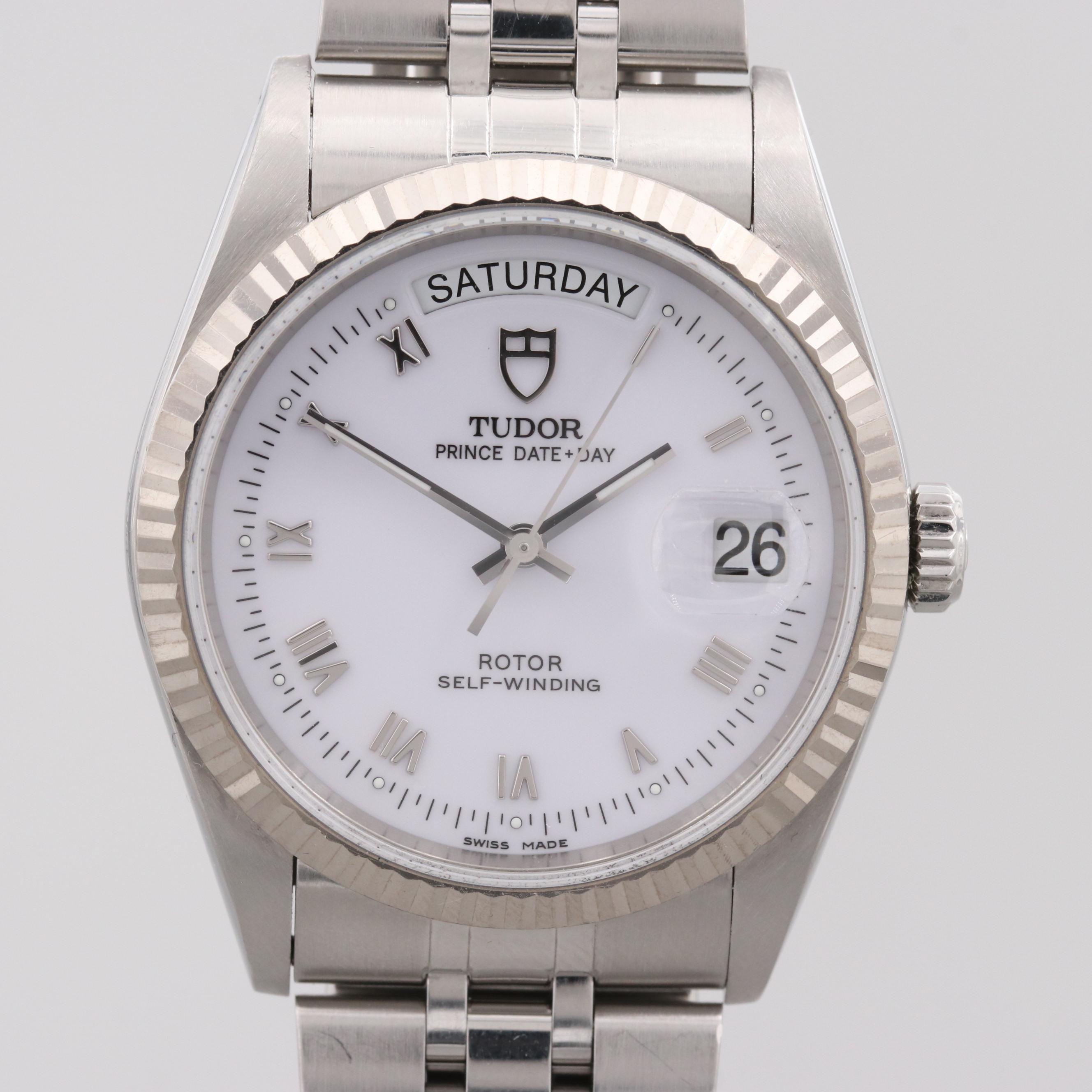 Tudor Prince Date+Day Model 76214 18K White Gold and Stainless Steel Watch