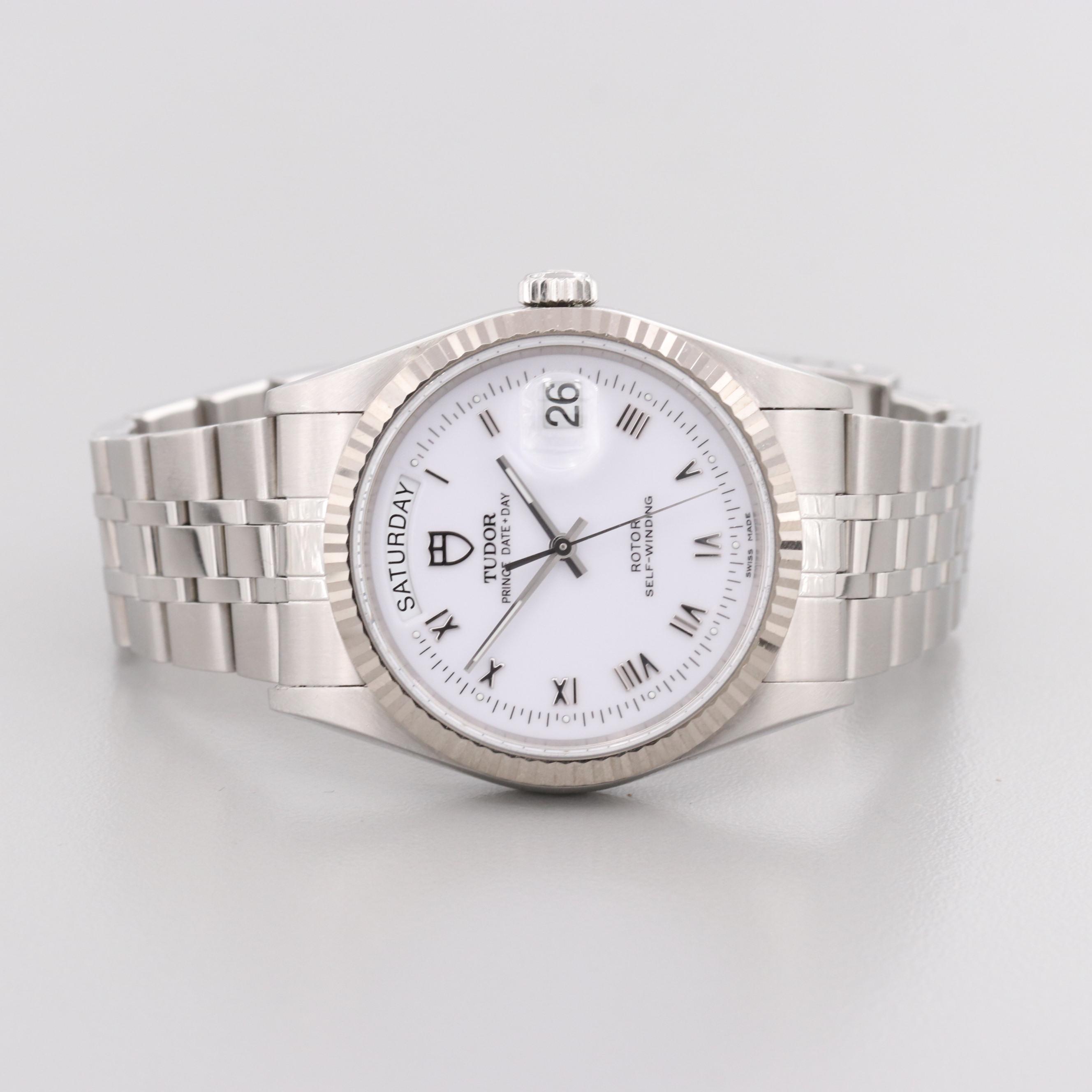 Tudor Prince Date+Day Model 76214 18K White Gold and Stainless Steel Watch