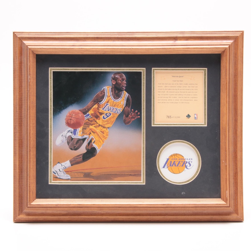 1995 Nick Van Exel Los Angeles Lakers Limited Edition Framed Basketball Display