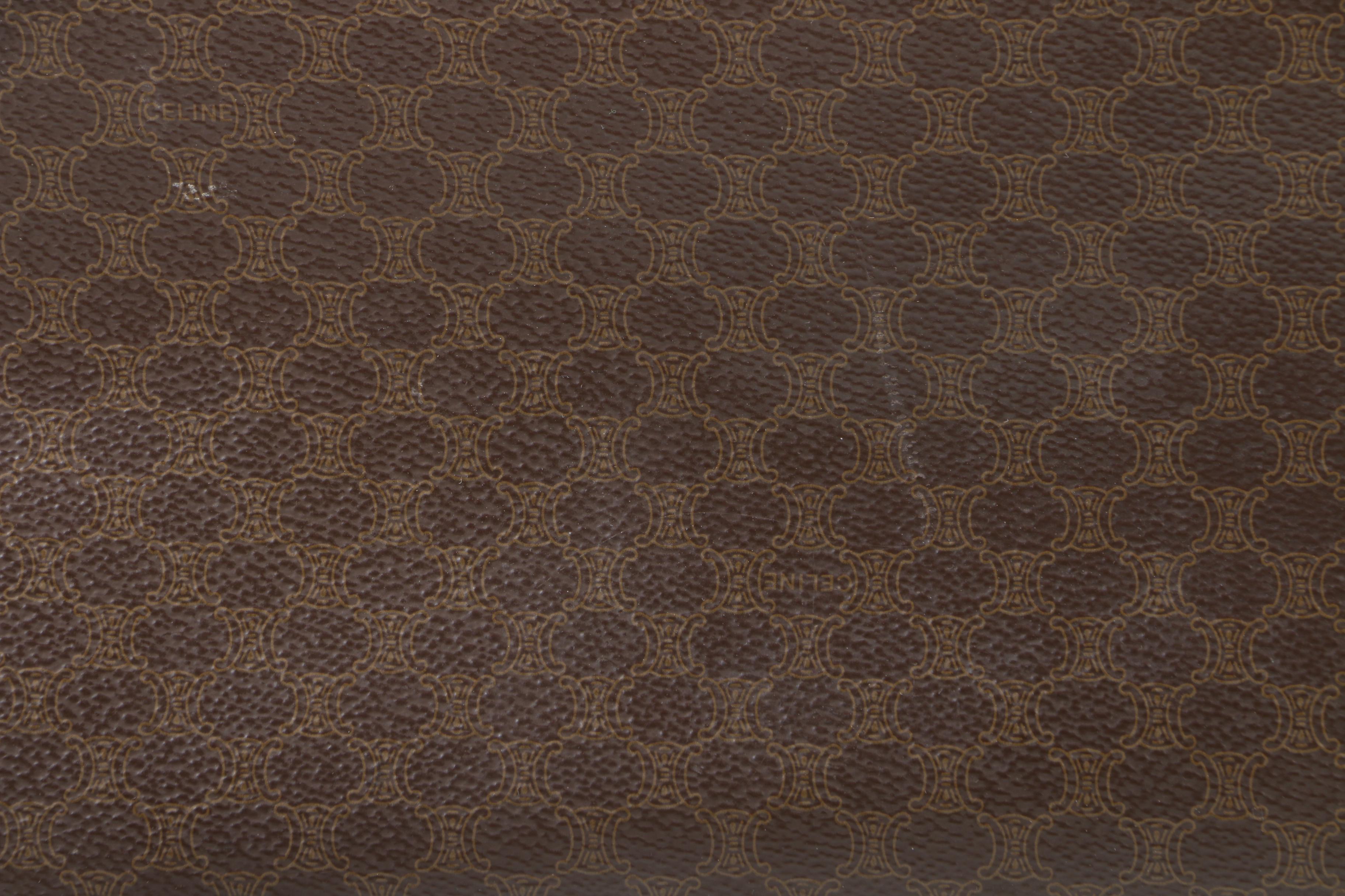 Céline Paris Macadam Canvas and Brown Leather Shoulder Bag Tote