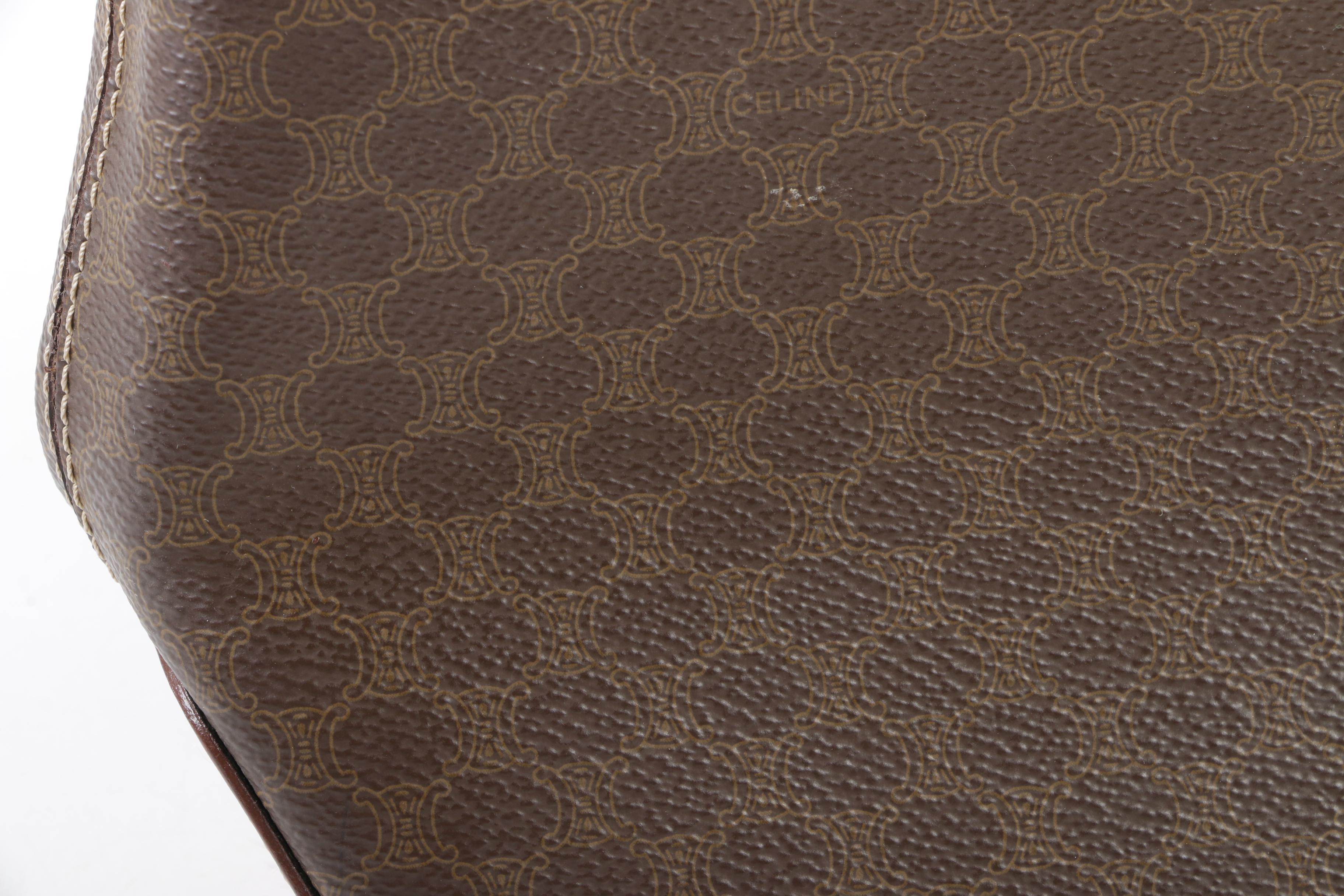 Céline Paris Macadam Canvas and Brown Leather Shoulder Bag Tote