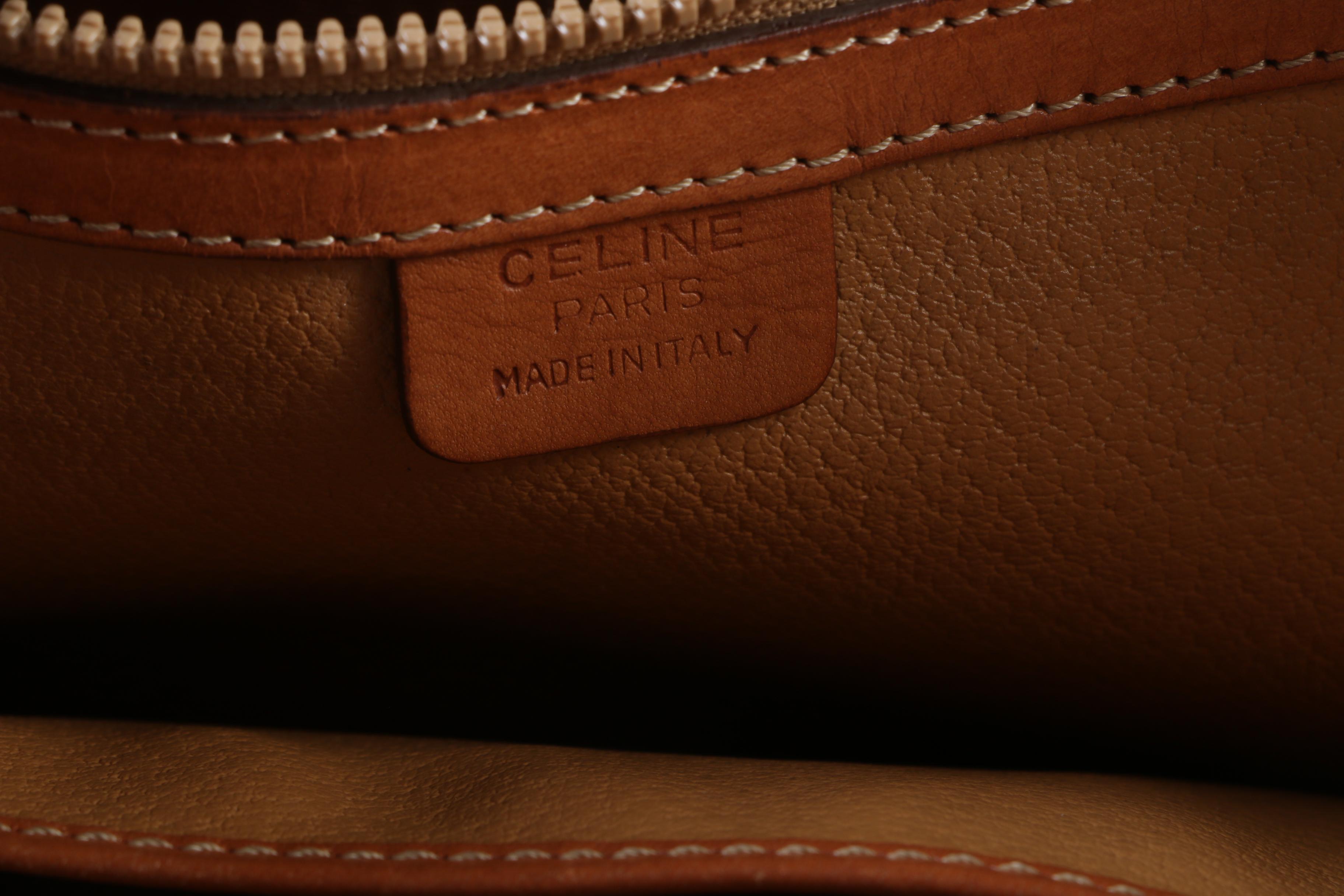 Céline Paris Macadam Canvas and Brown Leather Shoulder Bag Tote