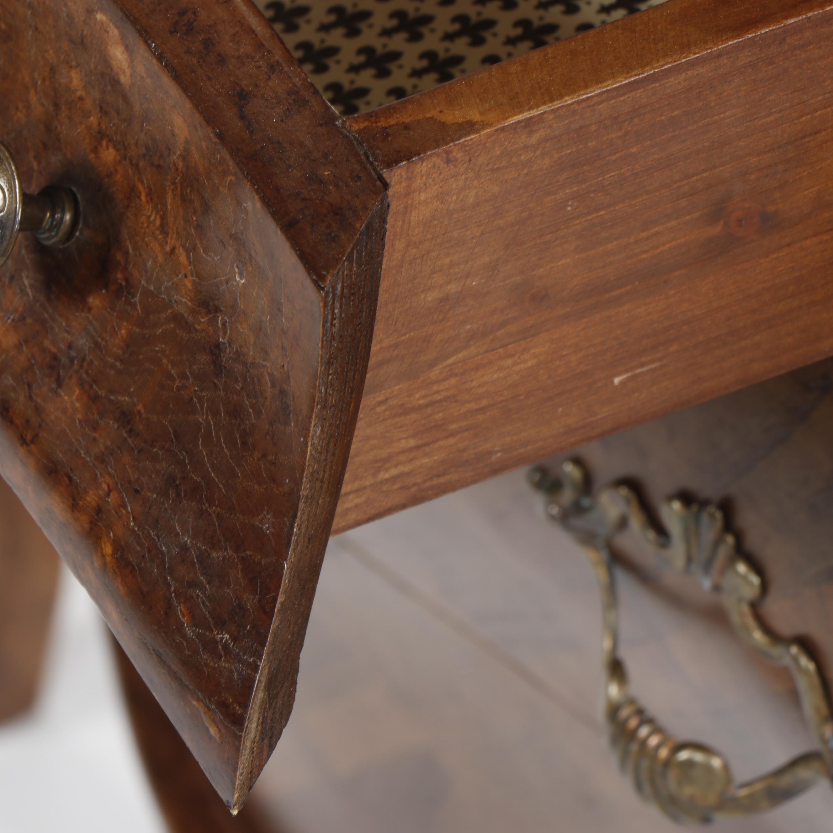 Contemporary Ethan Allen Italian Inlaid Burl Wood and Walnut Bombe Chest