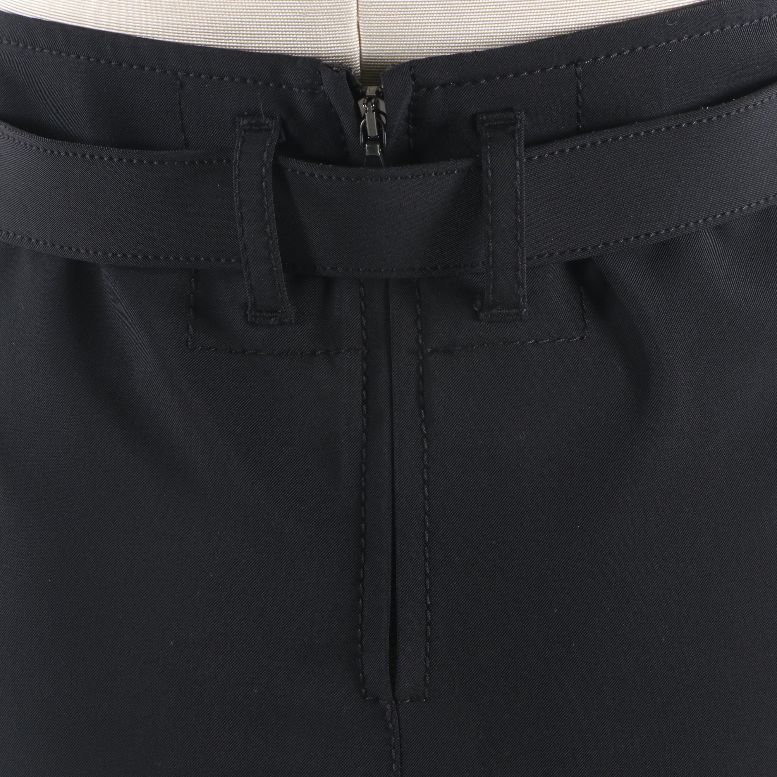 Women's Prada Olive and Black Ruffled Button-Front Blouse and Black Skirt