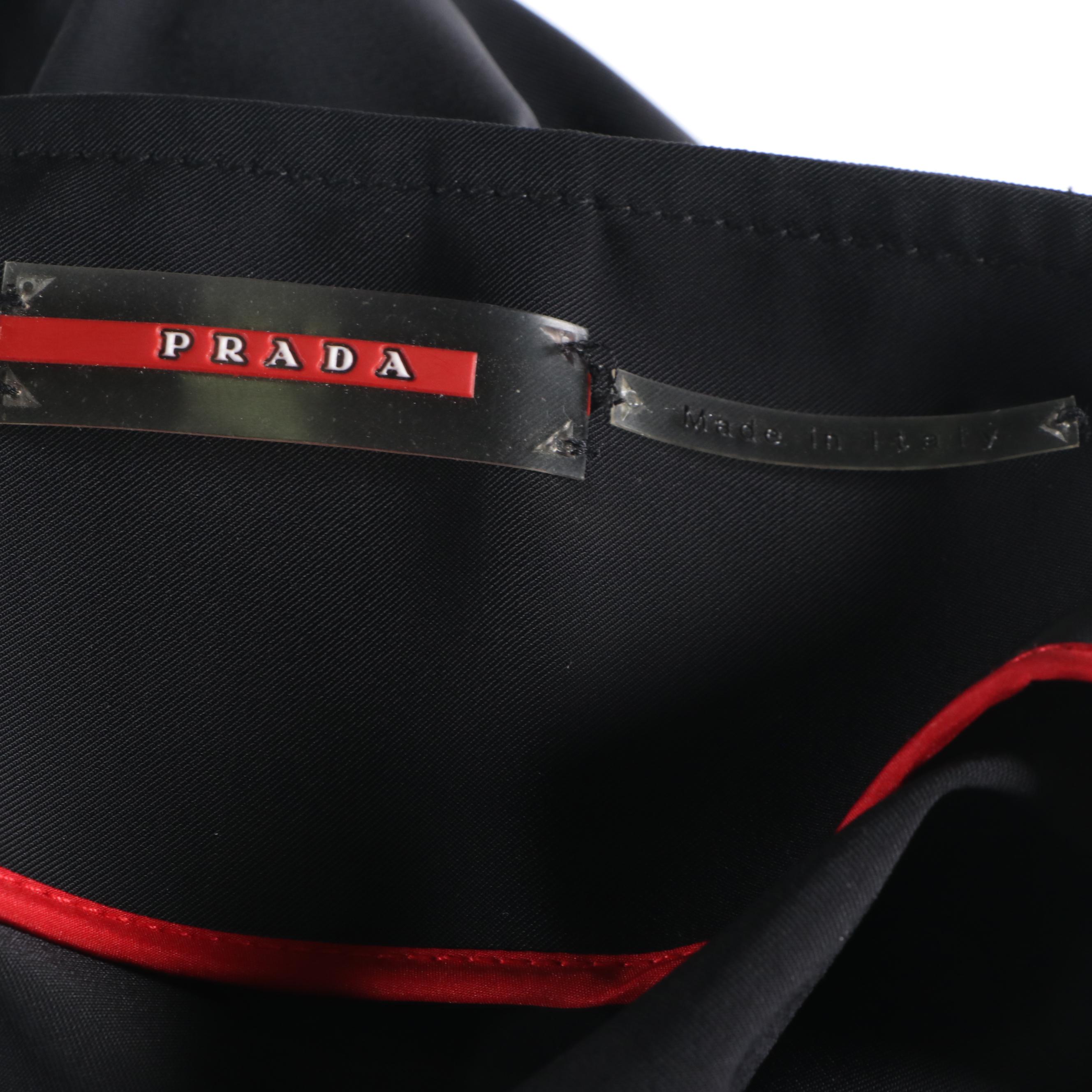 Women's Prada Olive and Black Ruffled Button-Front Blouse and Black Skirt