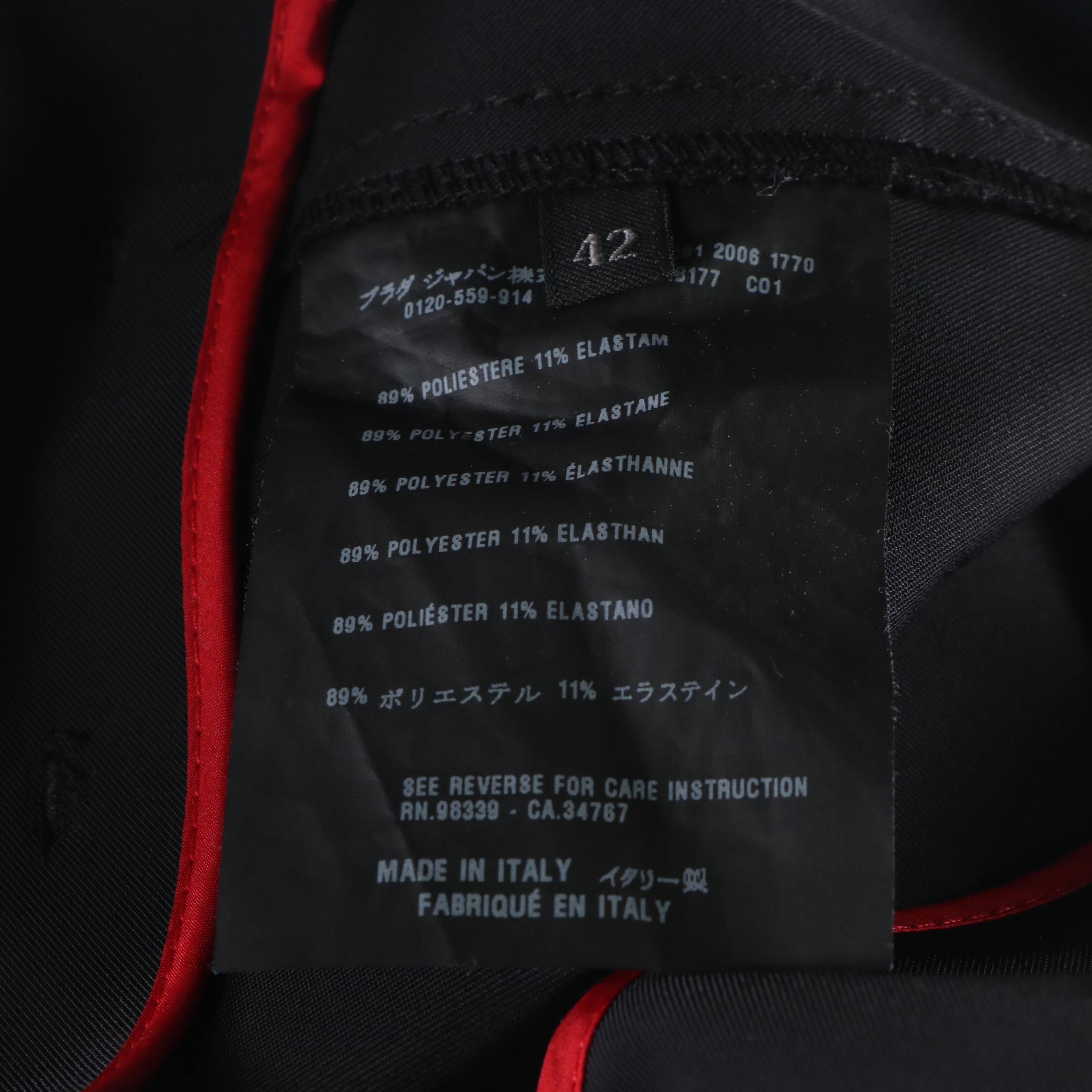 Women's Prada Olive and Black Ruffled Button-Front Blouse and Black Skirt