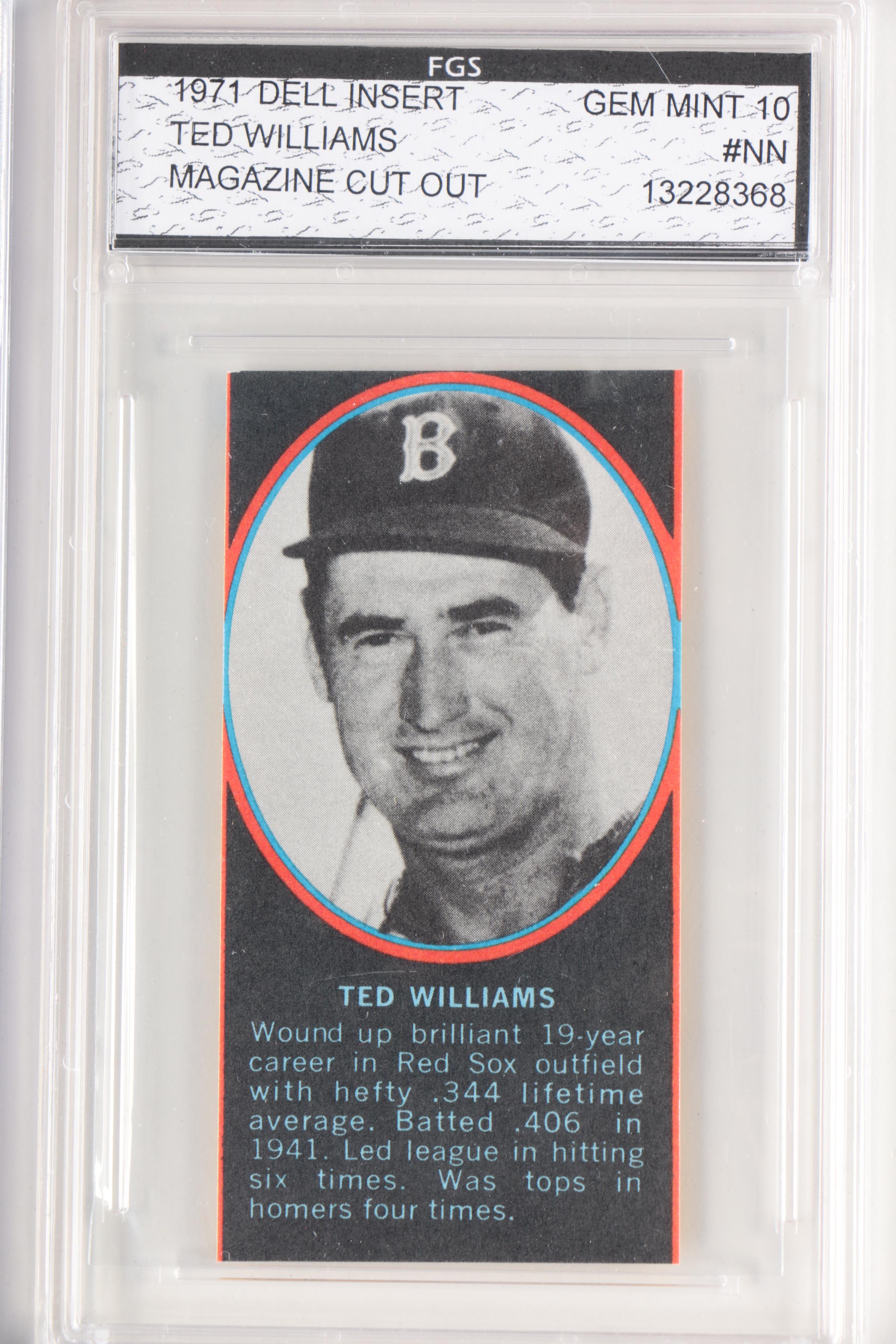 Ted Williams Topps Washington Senators Manager Card and Magazine Clipping