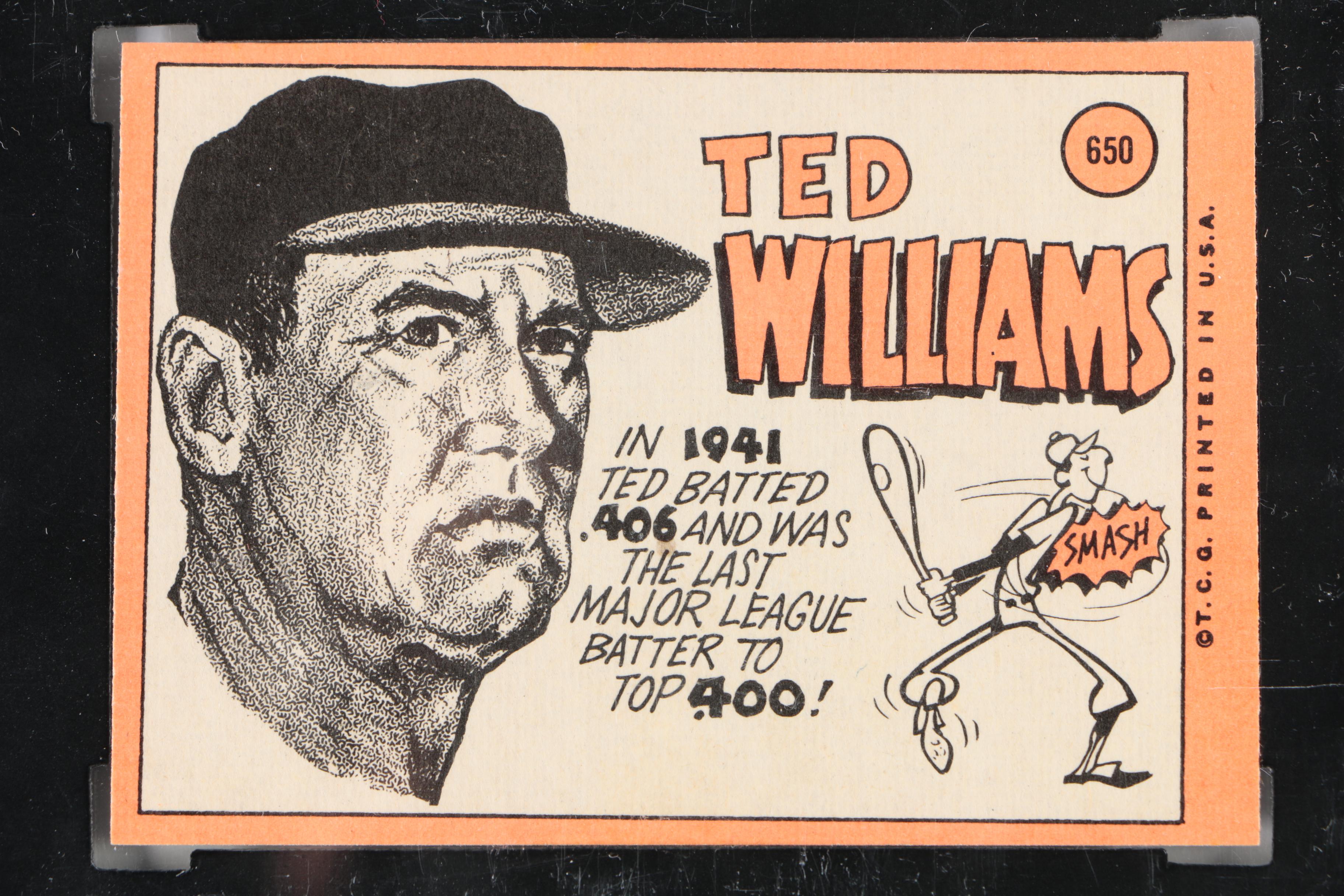 Ted Williams Topps Washington Senators Manager Card and Magazine Clipping