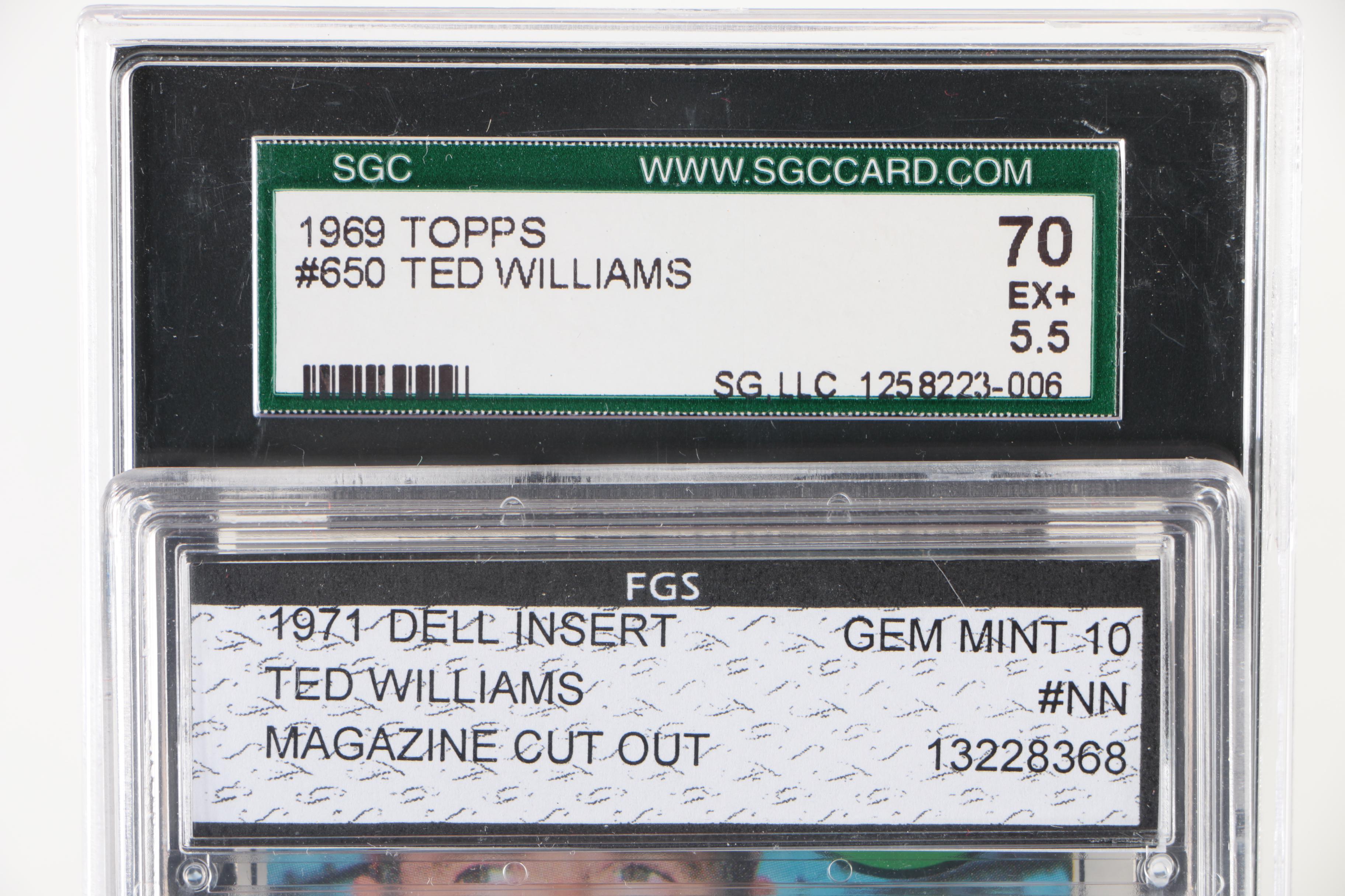 Ted Williams Topps Washington Senators Manager Card and Magazine Clipping