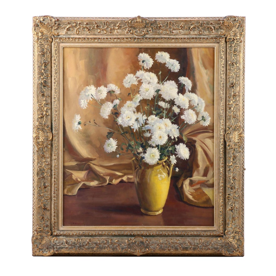 Frank Gervasi Oil Painting of Still Life with Chrysanthemums