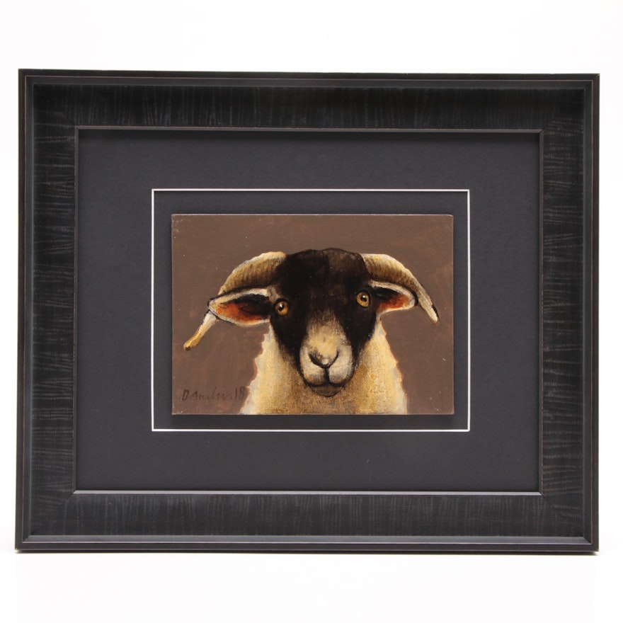 David Andrews Oil Painting of Scottish Blackface Sheep