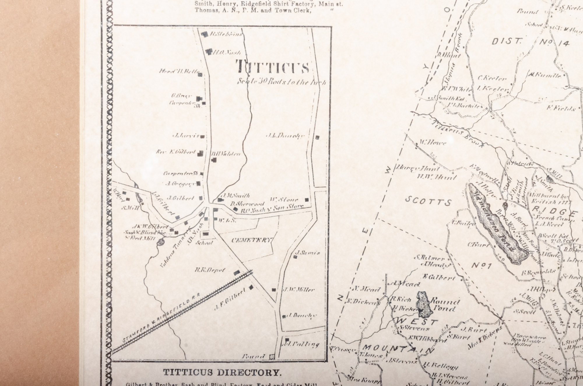 1867 Ridgefield Offset Lithographs of Connecticut Map