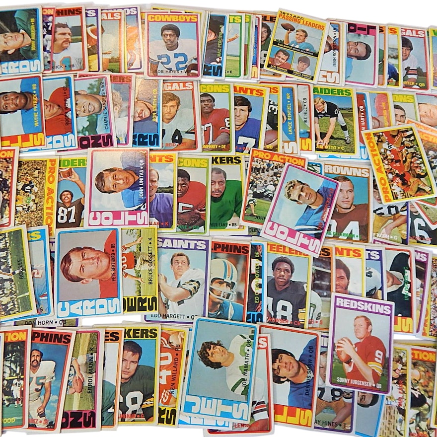 1972 Topps Football Cards with Namath, Unitas, Jurgensen and More