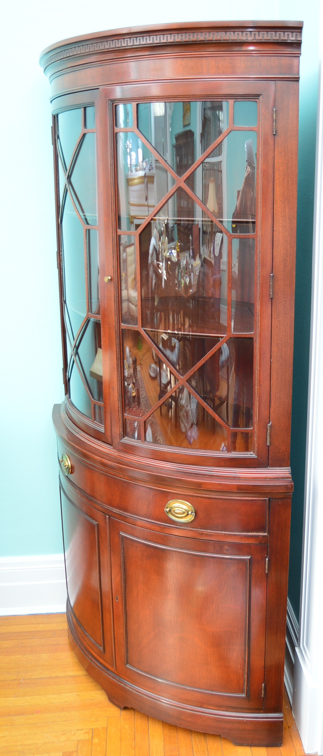 Duncan Phyfe Style Mahogany China Cabinet