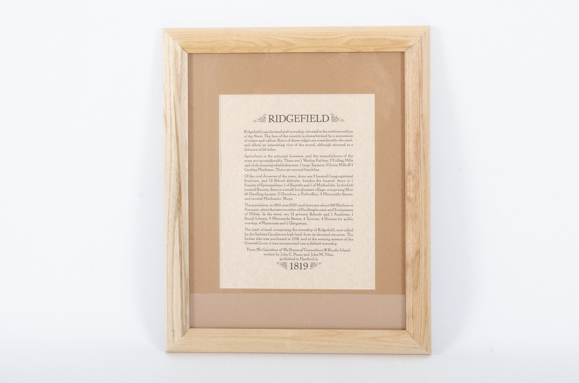 1867 Ridgefield Offset Lithographs of Connecticut Map