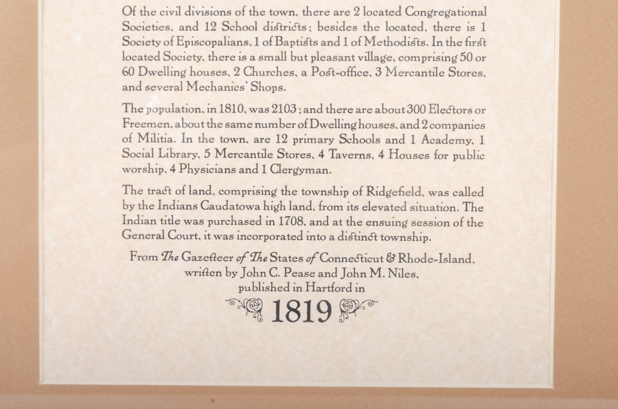 1867 Ridgefield Offset Lithographs of Connecticut Map
