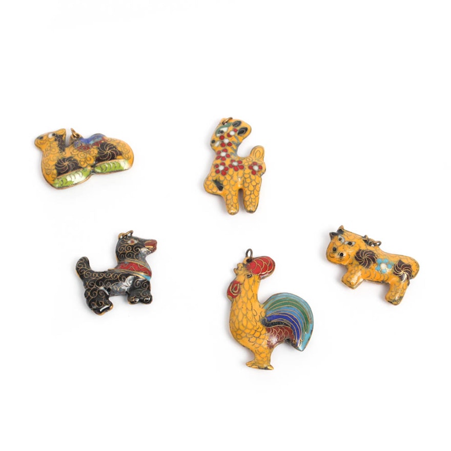 Chinese Cloisonné Animal Charms