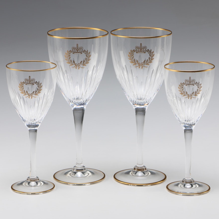 Crystal Stemware with Gilt Laurel and Crown