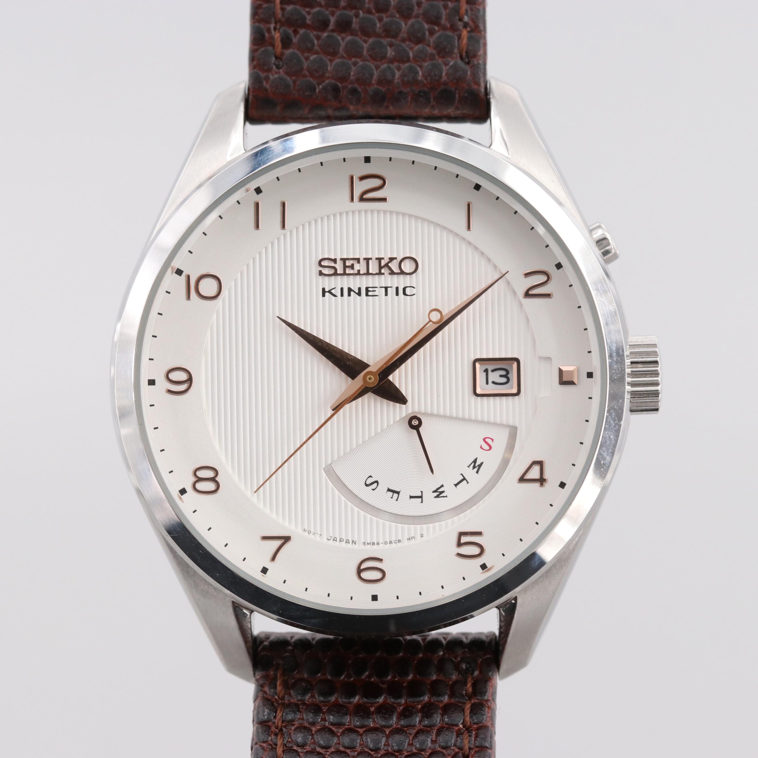 Seiko Kinetic Day-Date Watch With Power Indicator