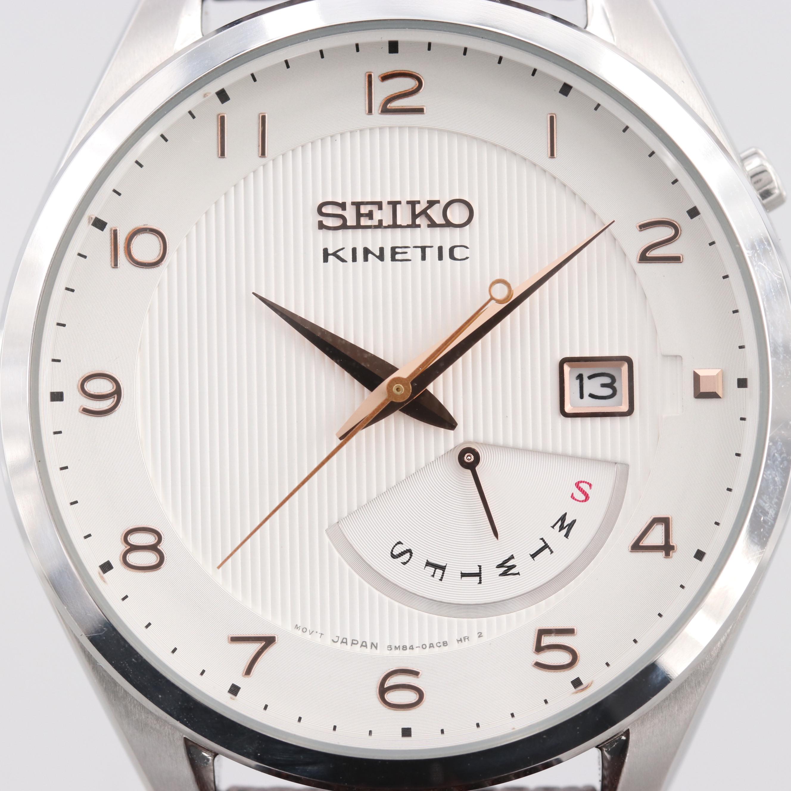 Seiko Kinetic Day-Date Watch With Power Indicator