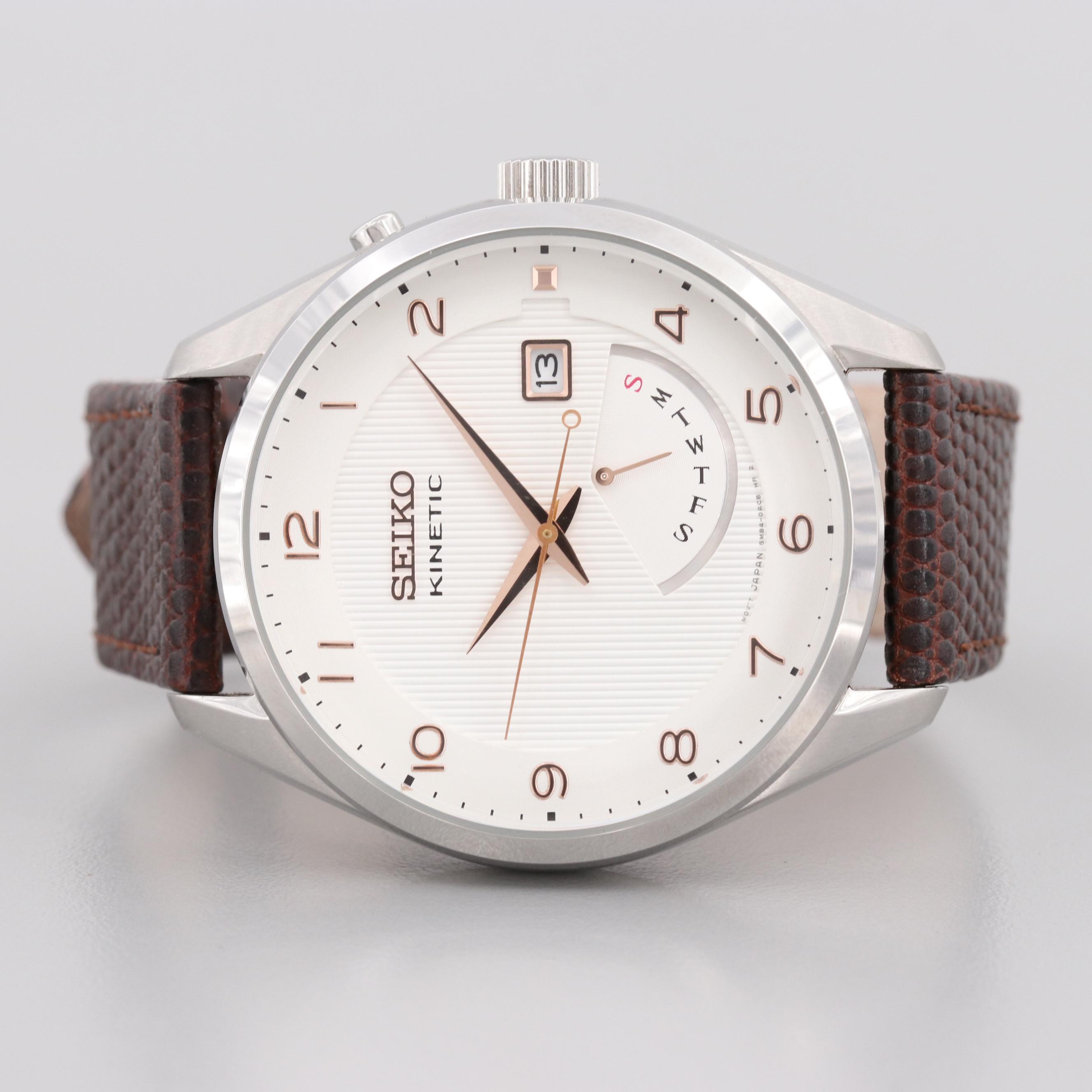 Seiko Kinetic Day-Date Watch With Power Indicator