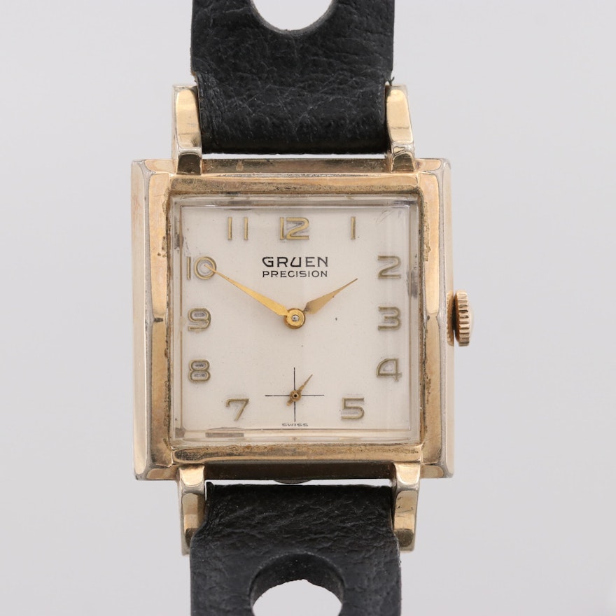 Vintage Gruen Gold Tone Stem Wind Wristwatch