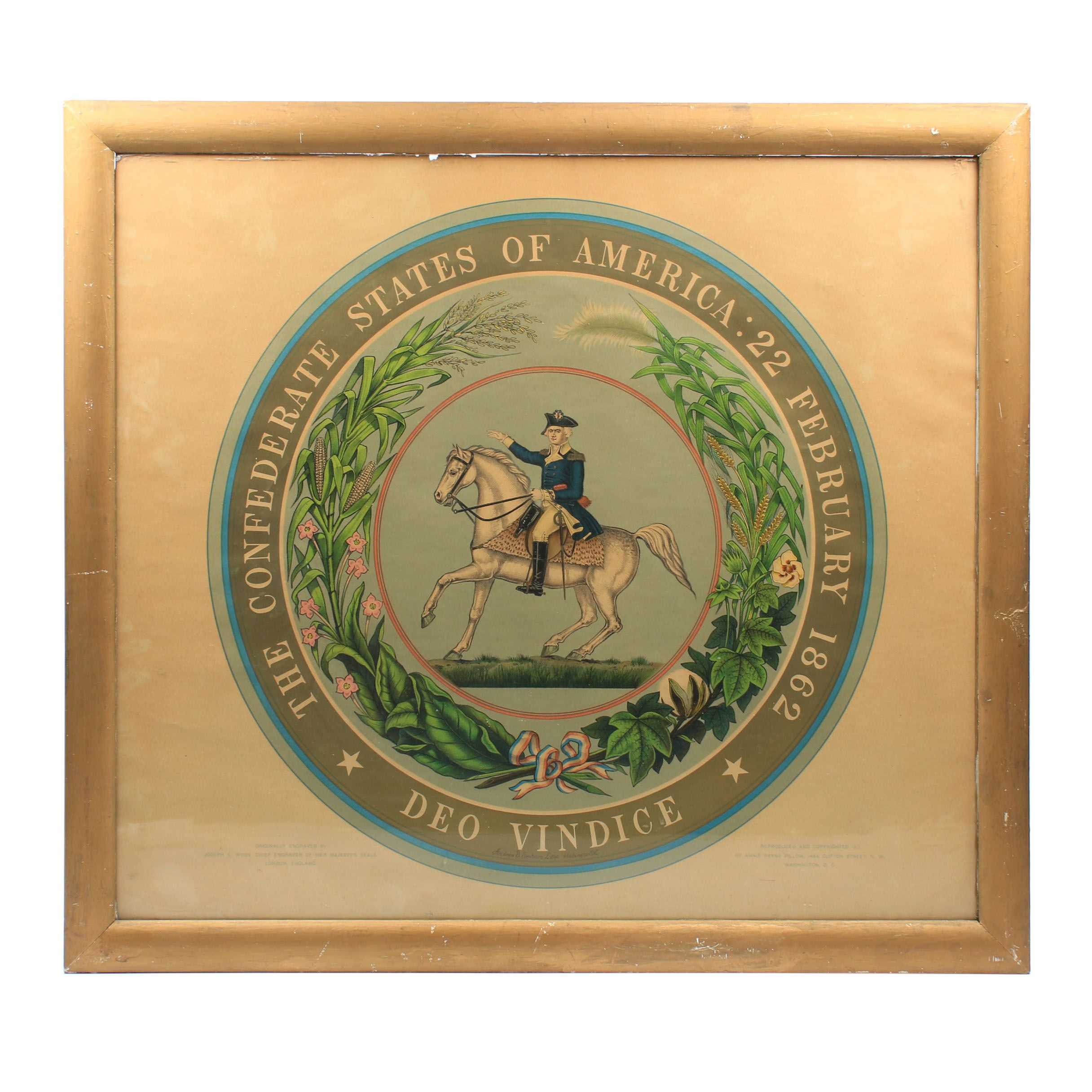 1911 Chromolithograph After Confederate States Seal Engraving