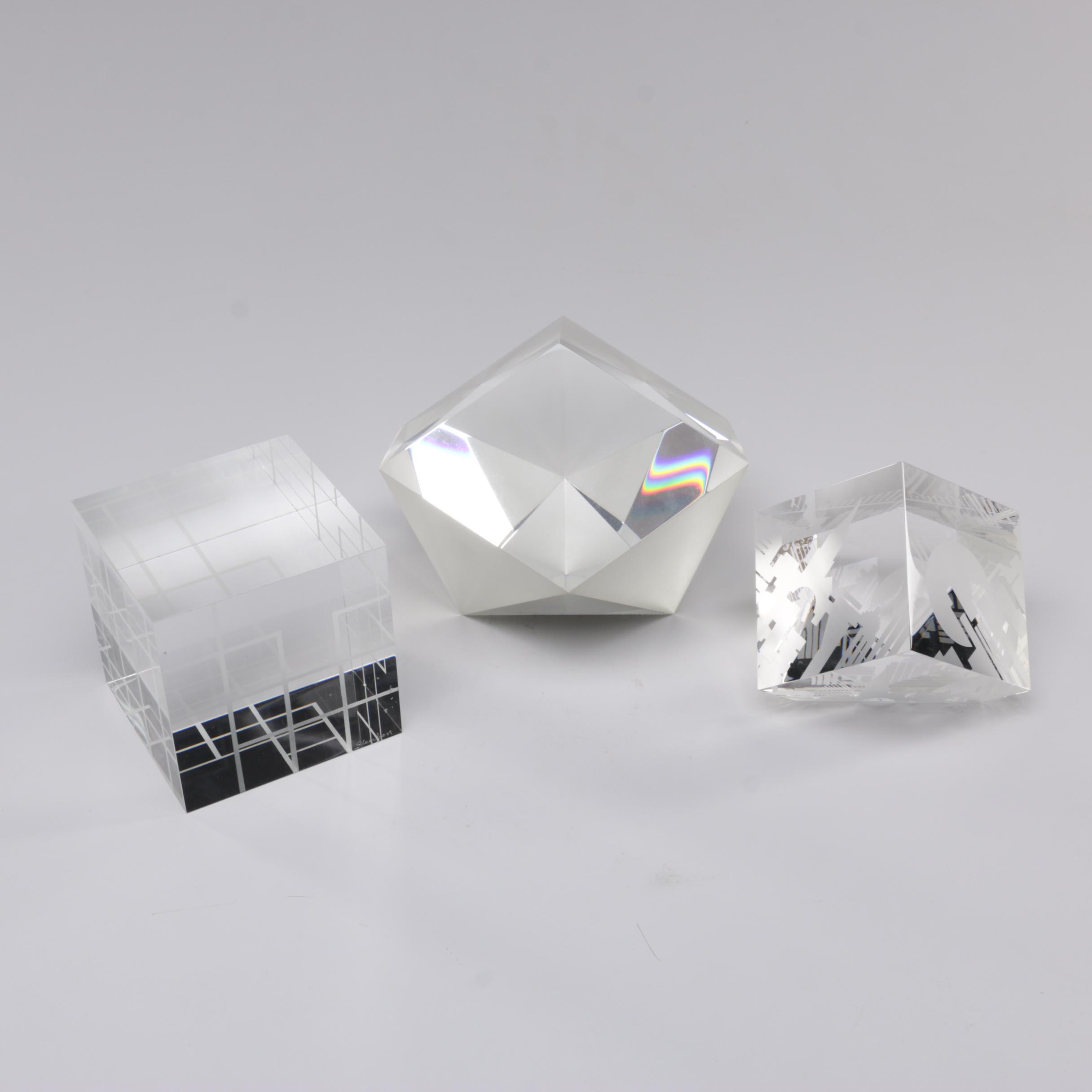 Steuben Art Glass Geometric Paperweights