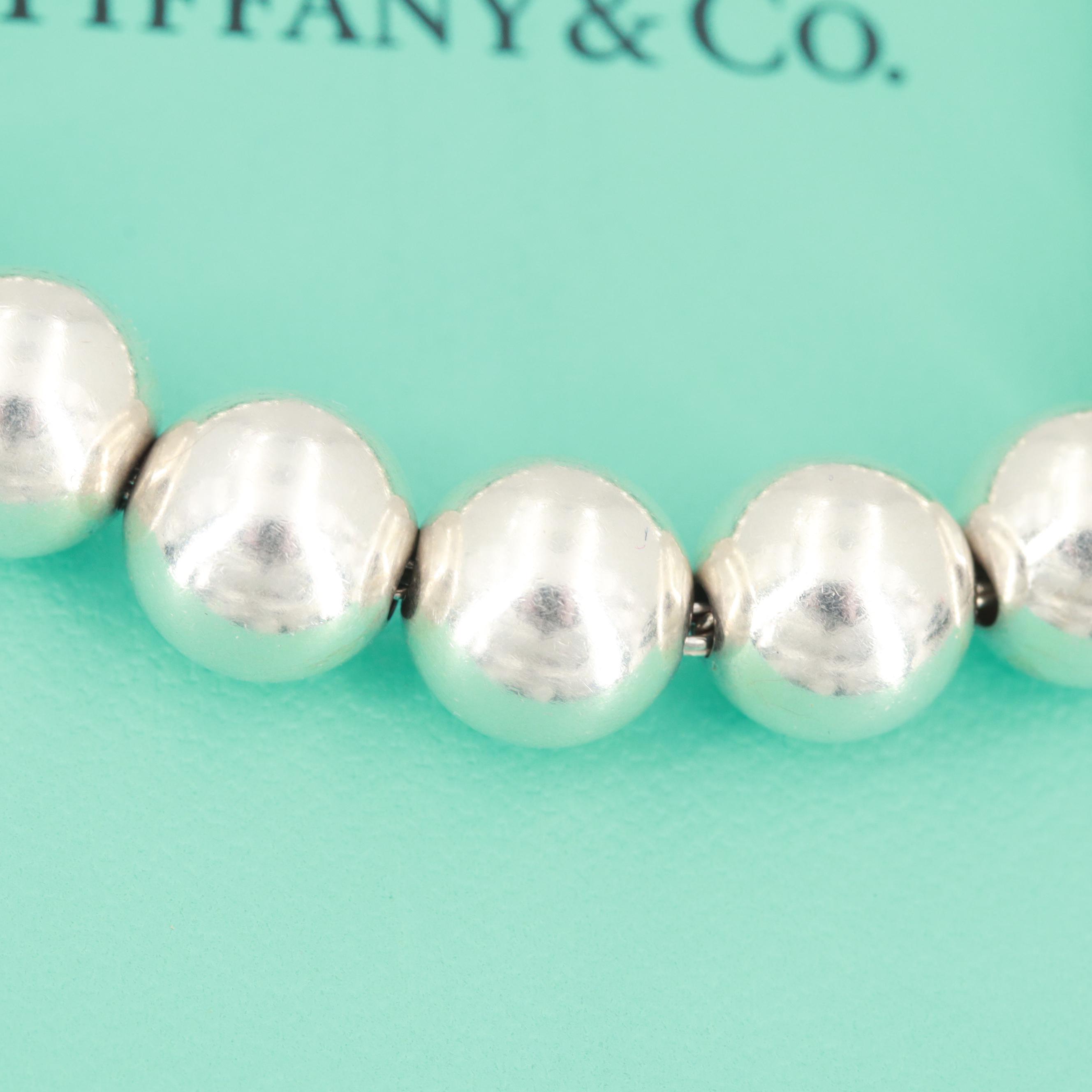 Tiffany & Co. "Hardware" Sterling Silver Beaded Bracelet with Box and Pouch
