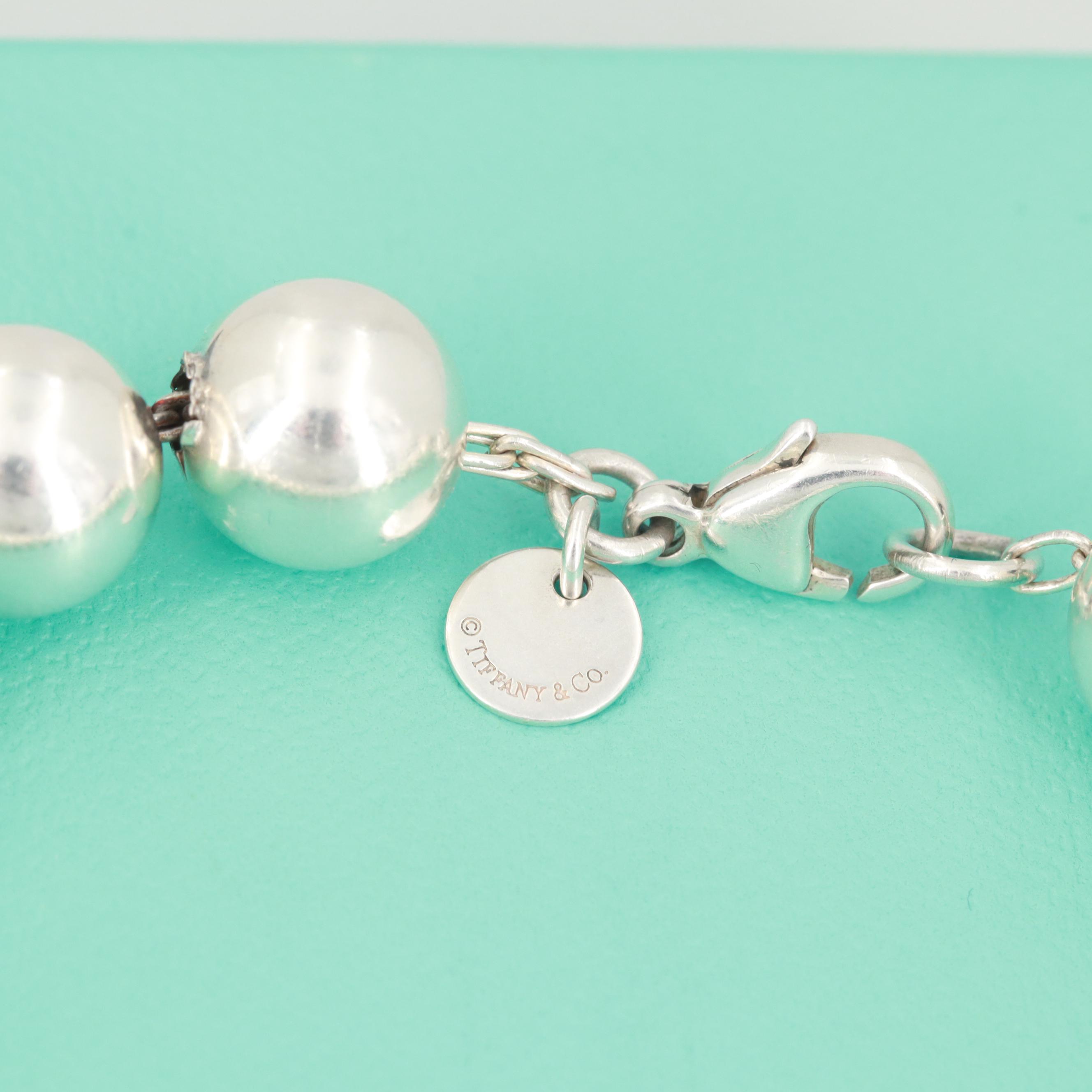 Tiffany & Co. "Hardware" Sterling Silver Beaded Bracelet with Box and Pouch