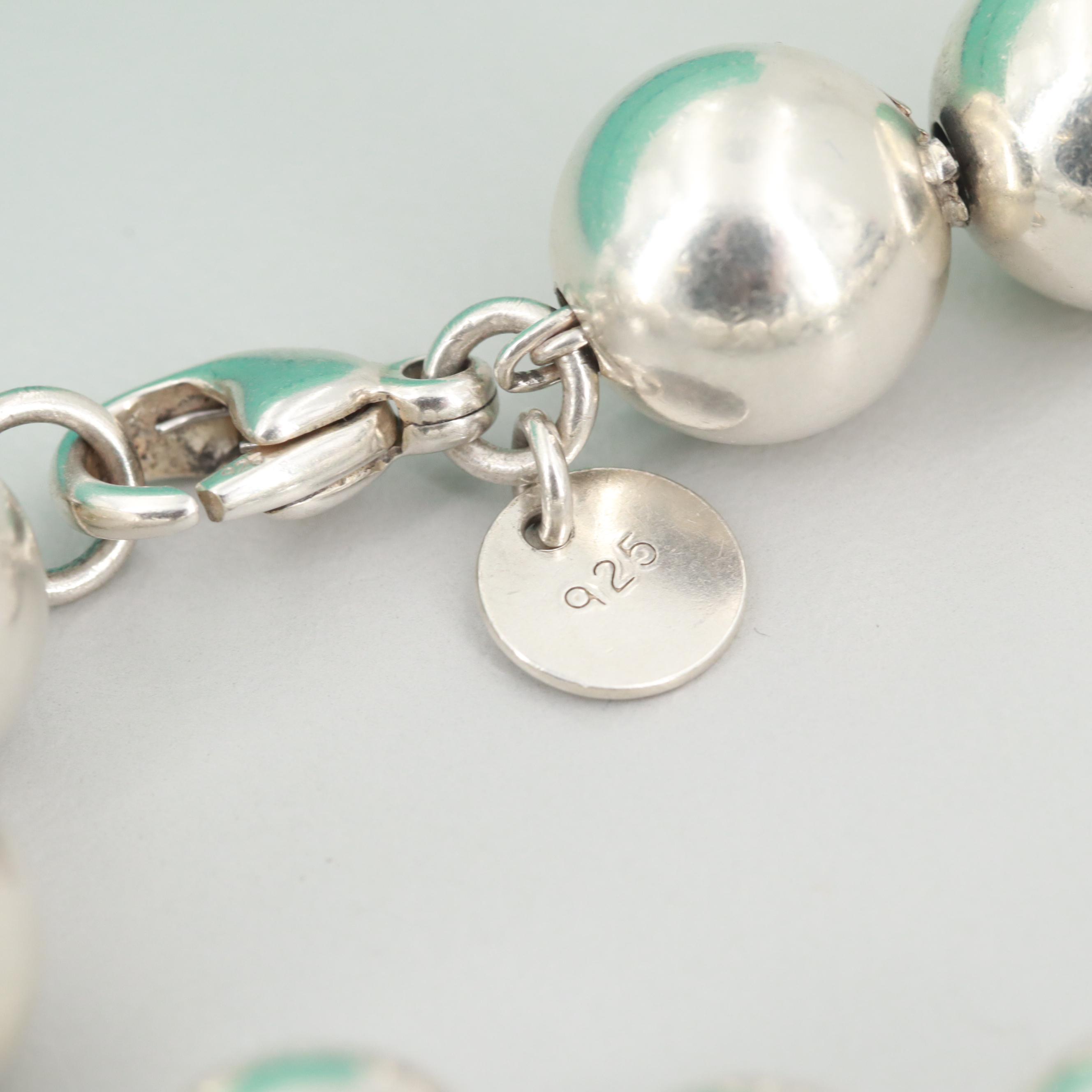 Tiffany & Co. "Hardware" Sterling Silver Beaded Bracelet with Box and Pouch