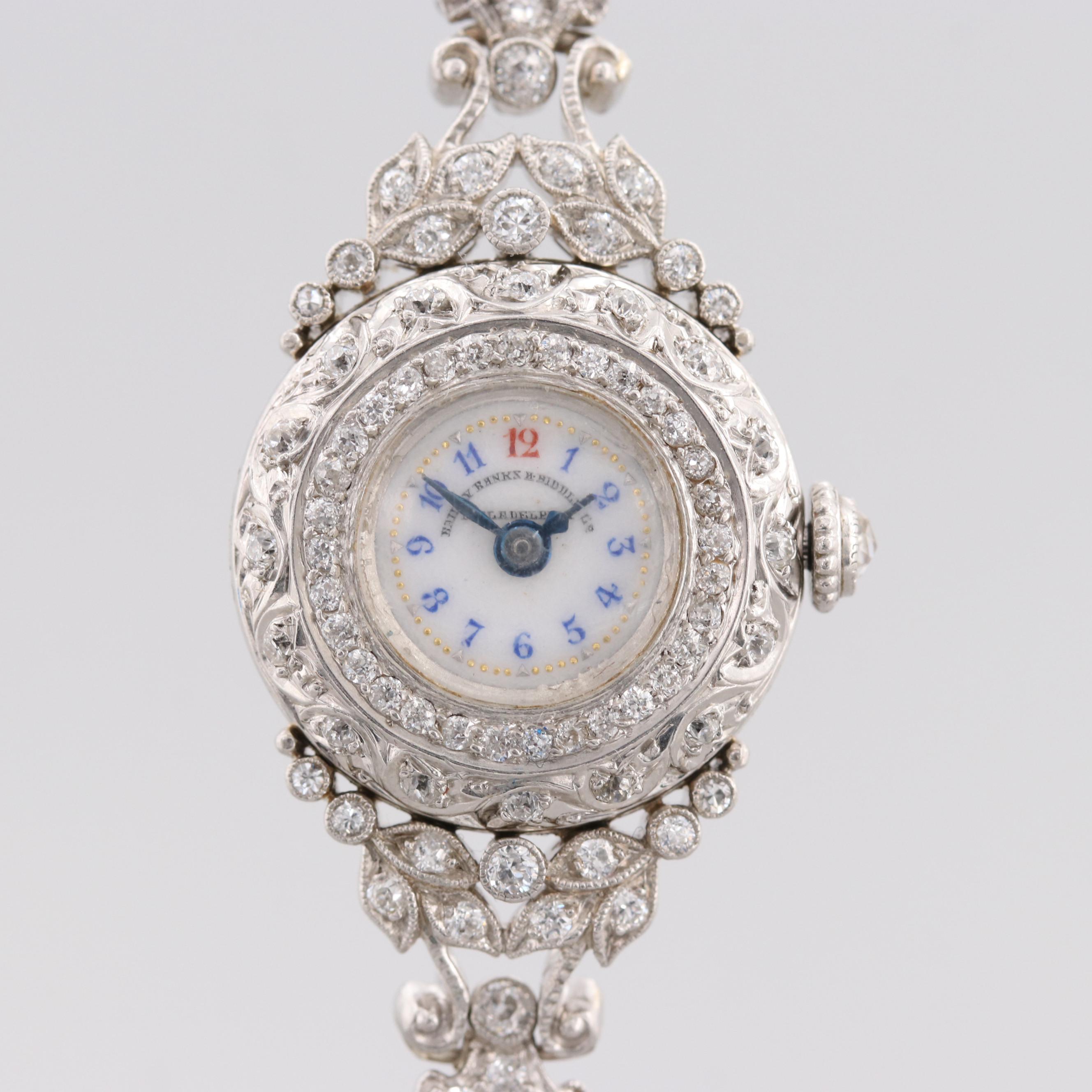 Vintage Bailey Banks & Biddle Co. Platinum 2.06 CTW Diamond Watch