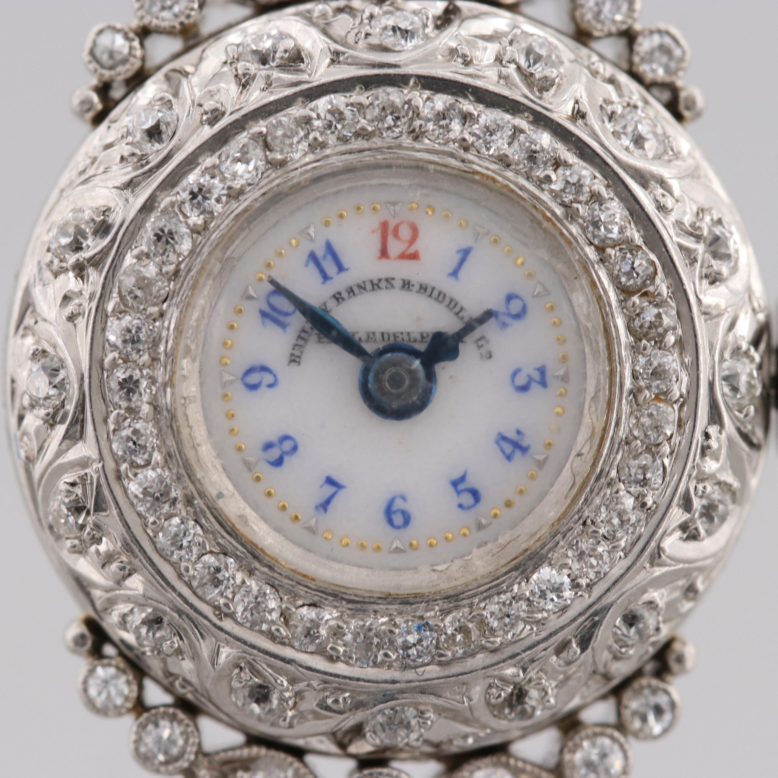 Vintage Bailey Banks & Biddle Co. Platinum 2.06 CTW Diamond Watch