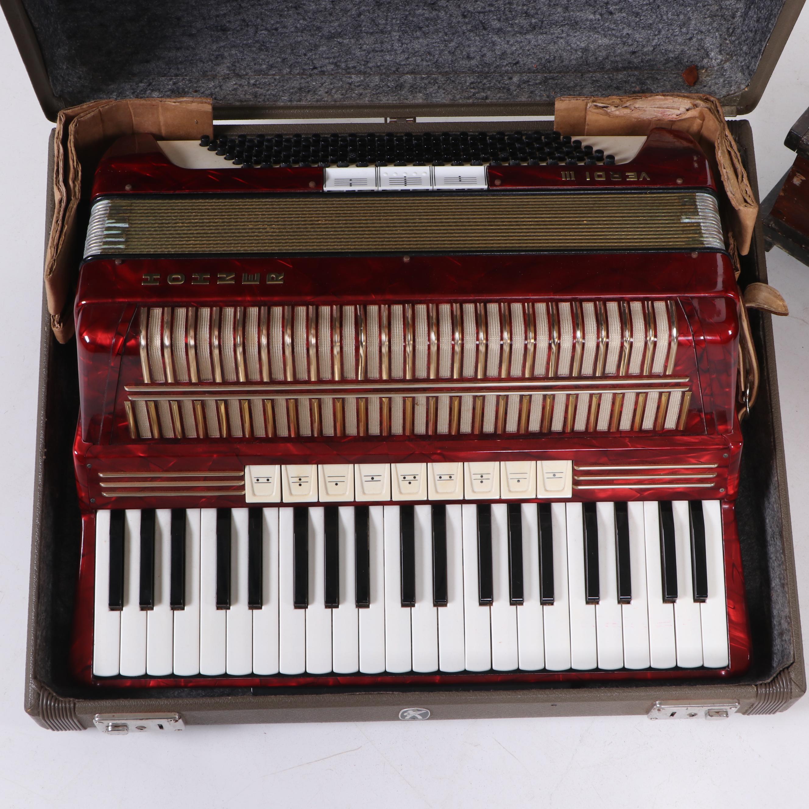 Hohner "Verdi III" Bass Piano Accordion with Cedar Trunk, Vintage