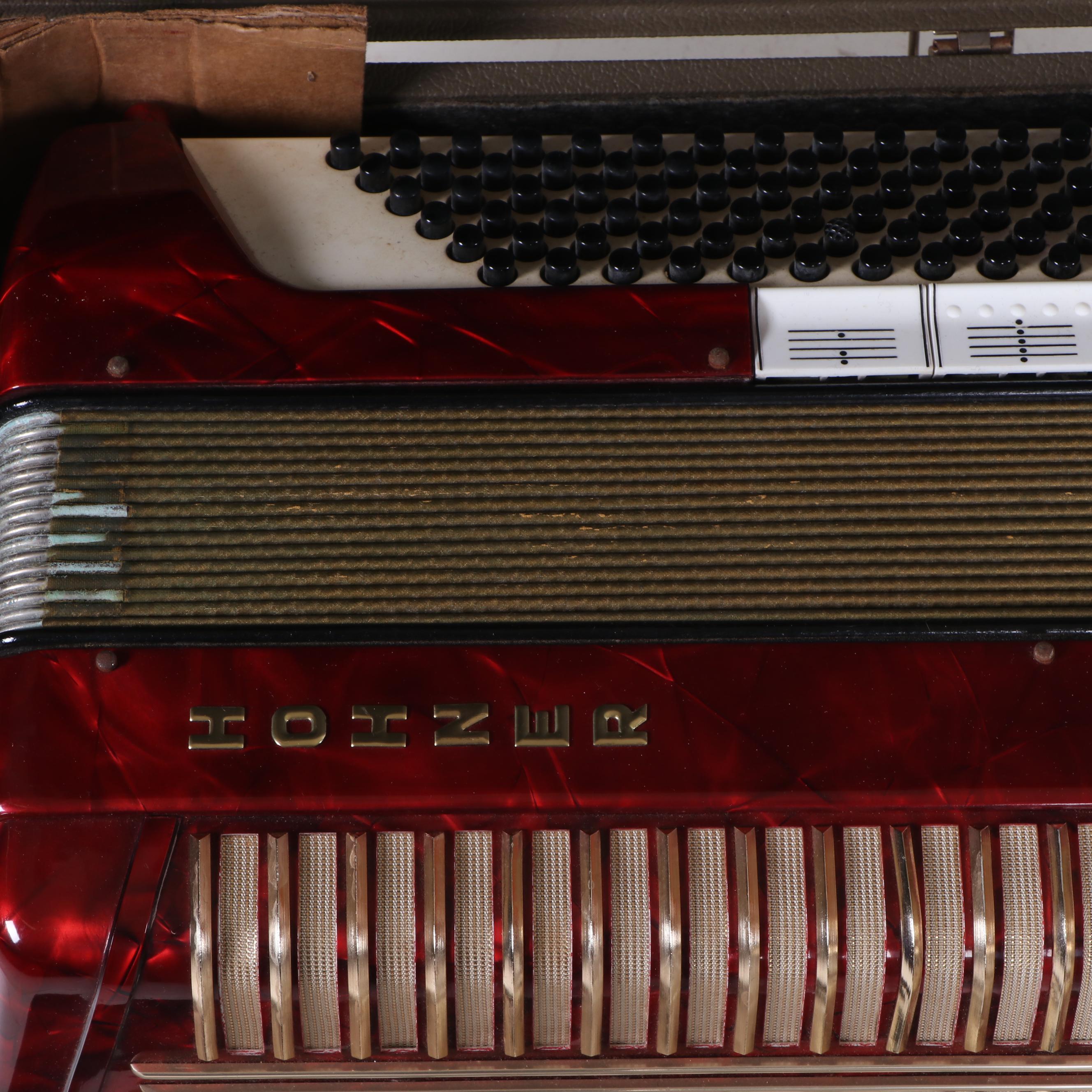 Hohner "Verdi III" Bass Piano Accordion with Cedar Trunk, Vintage