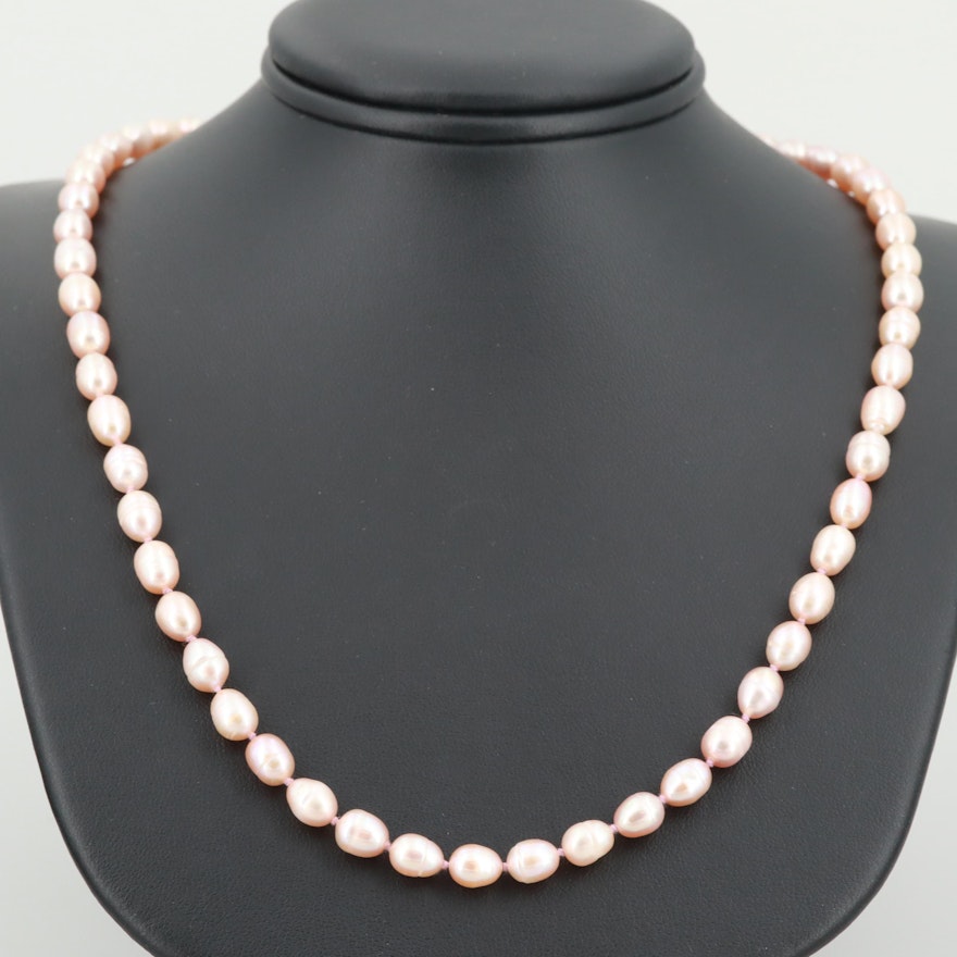 14K Yellow Gold Cultured Pearl Individually Knotted Bead Necklace