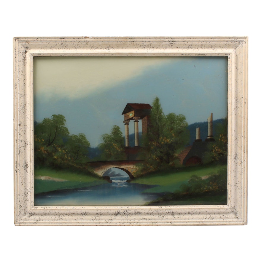 Late 19th - Early 20th Century Reverse Glass Painting