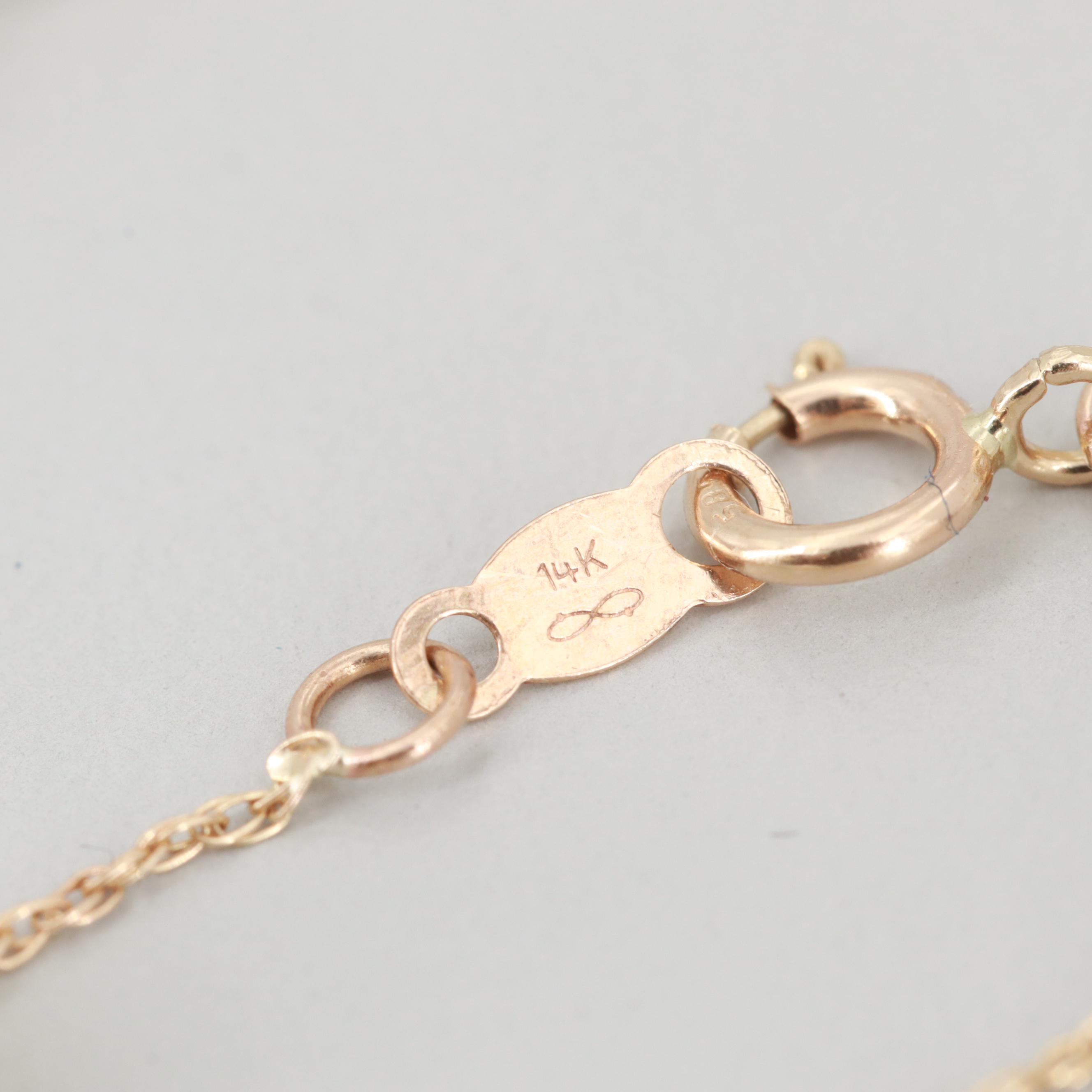 14K Yellow Gold Cultured Pearl Station Necklace