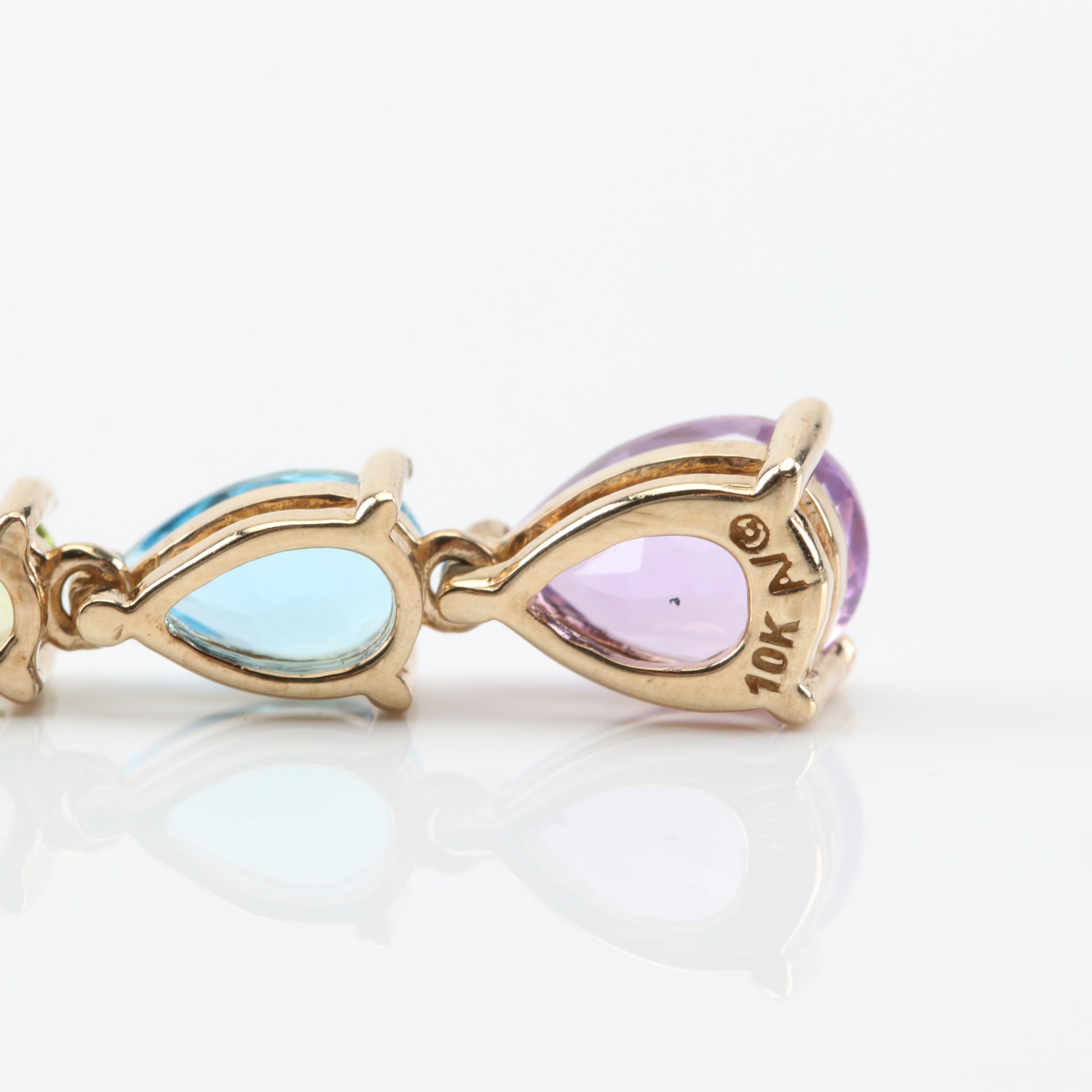 10K Yellow Gold Multi-Gemstone Earrings