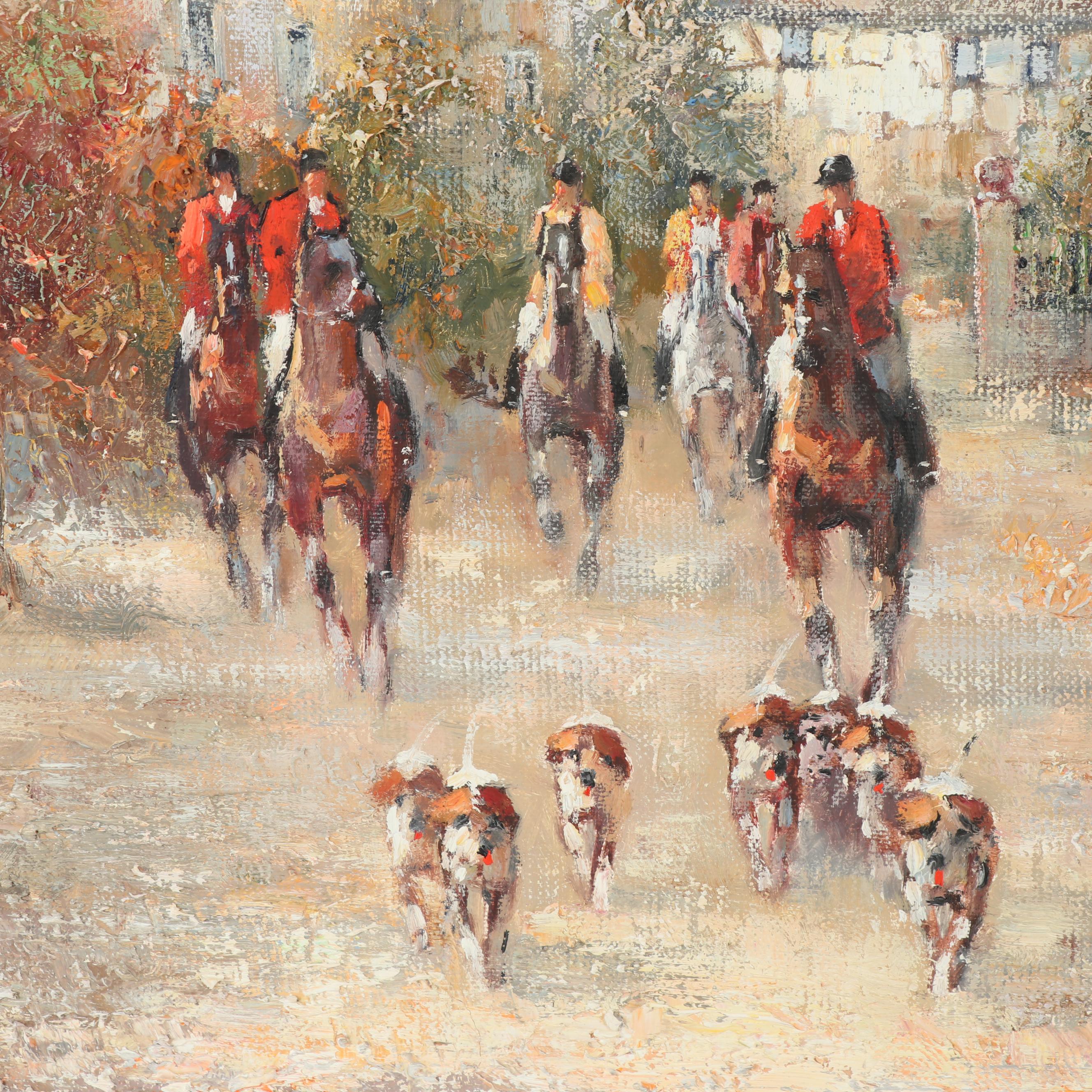 Willi Bauer Oil Painting of a Fox Hunting Scene