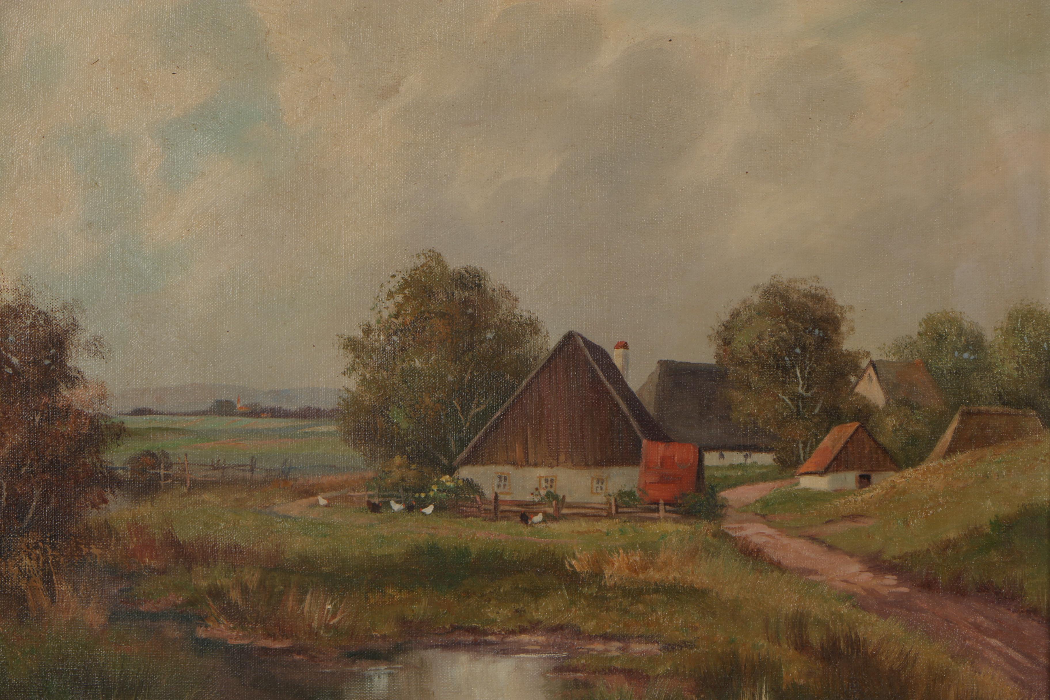 H. Pillinger Farm Landscape Oil Painting