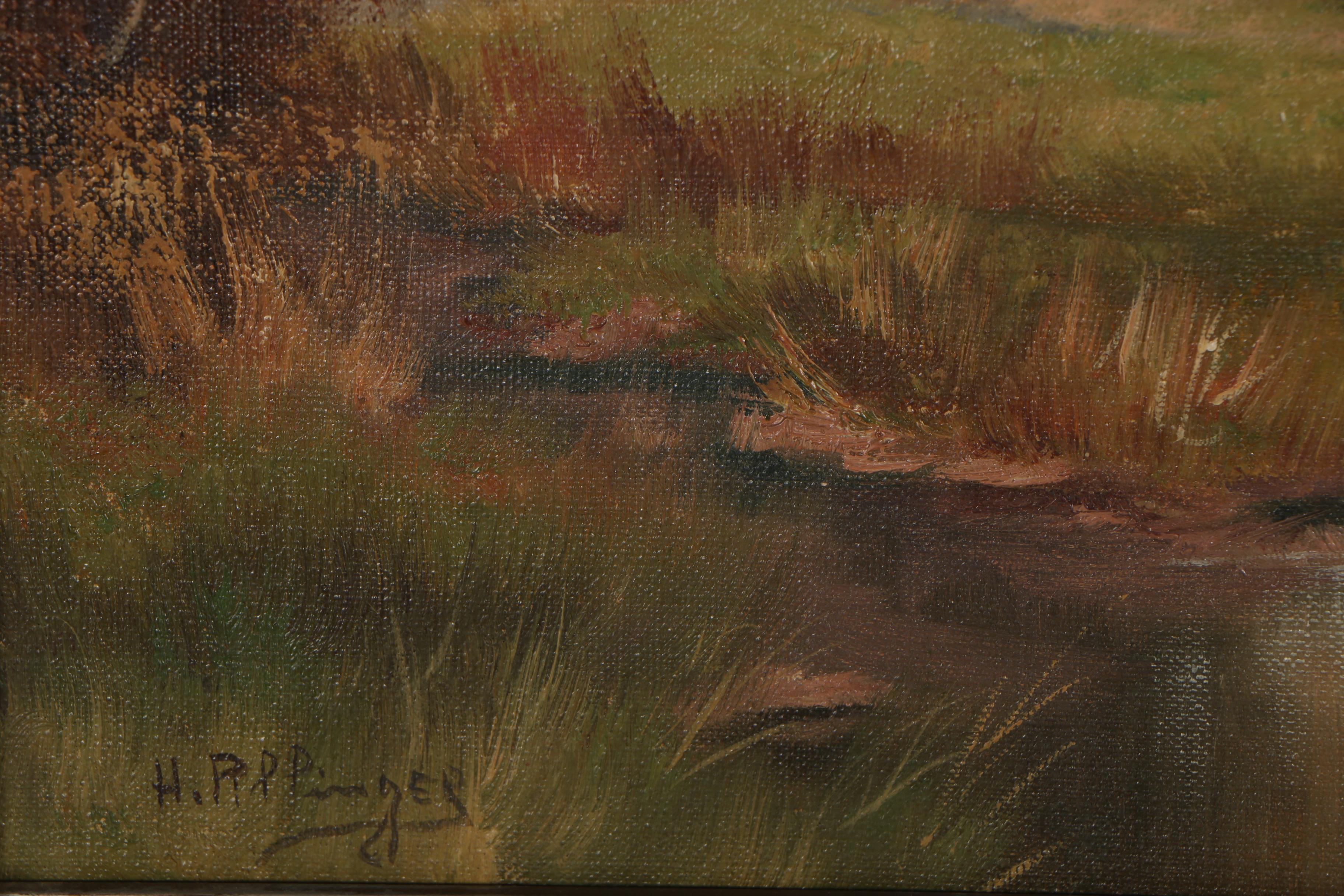 H. Pillinger Farm Landscape Oil Painting