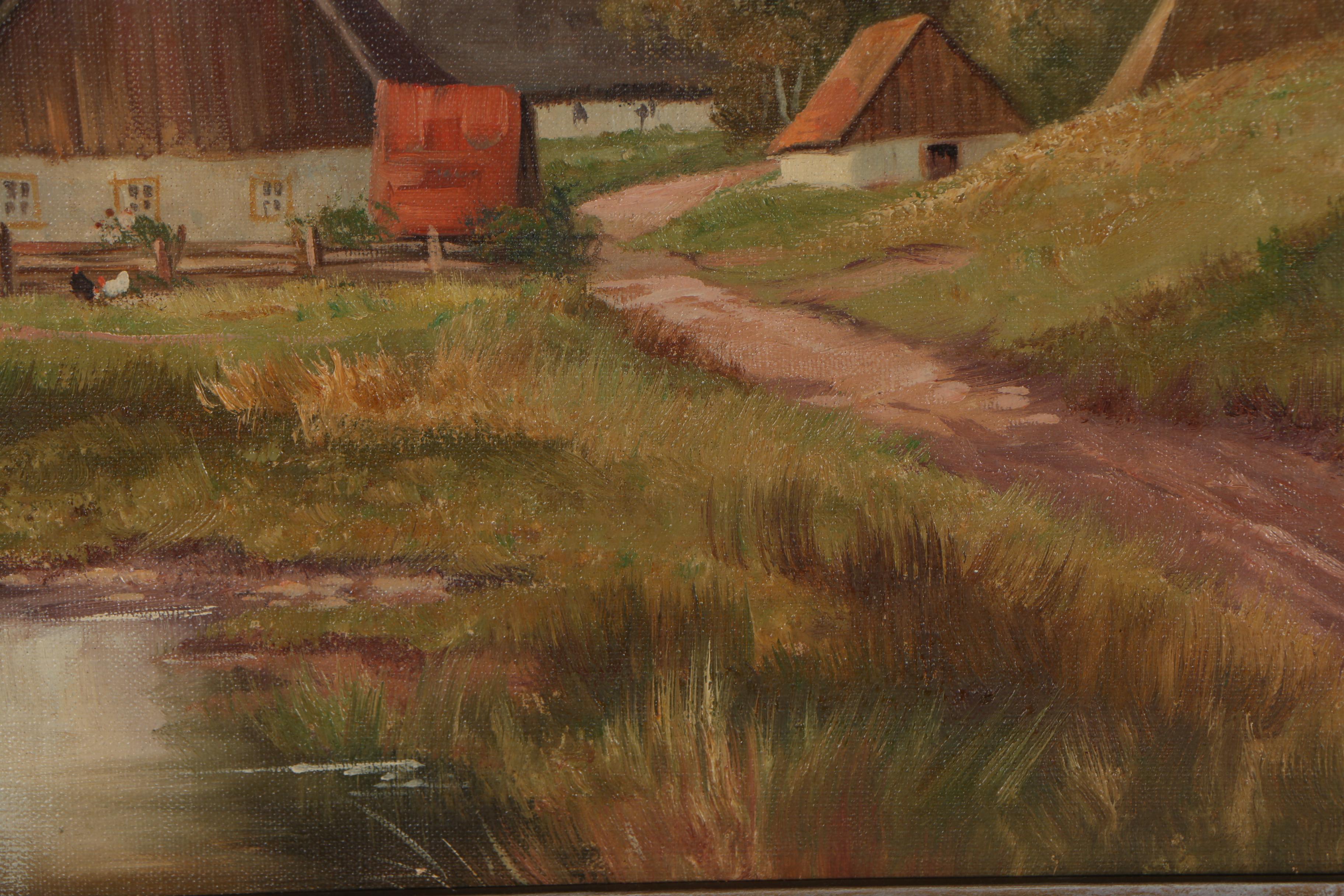 H. Pillinger Farm Landscape Oil Painting