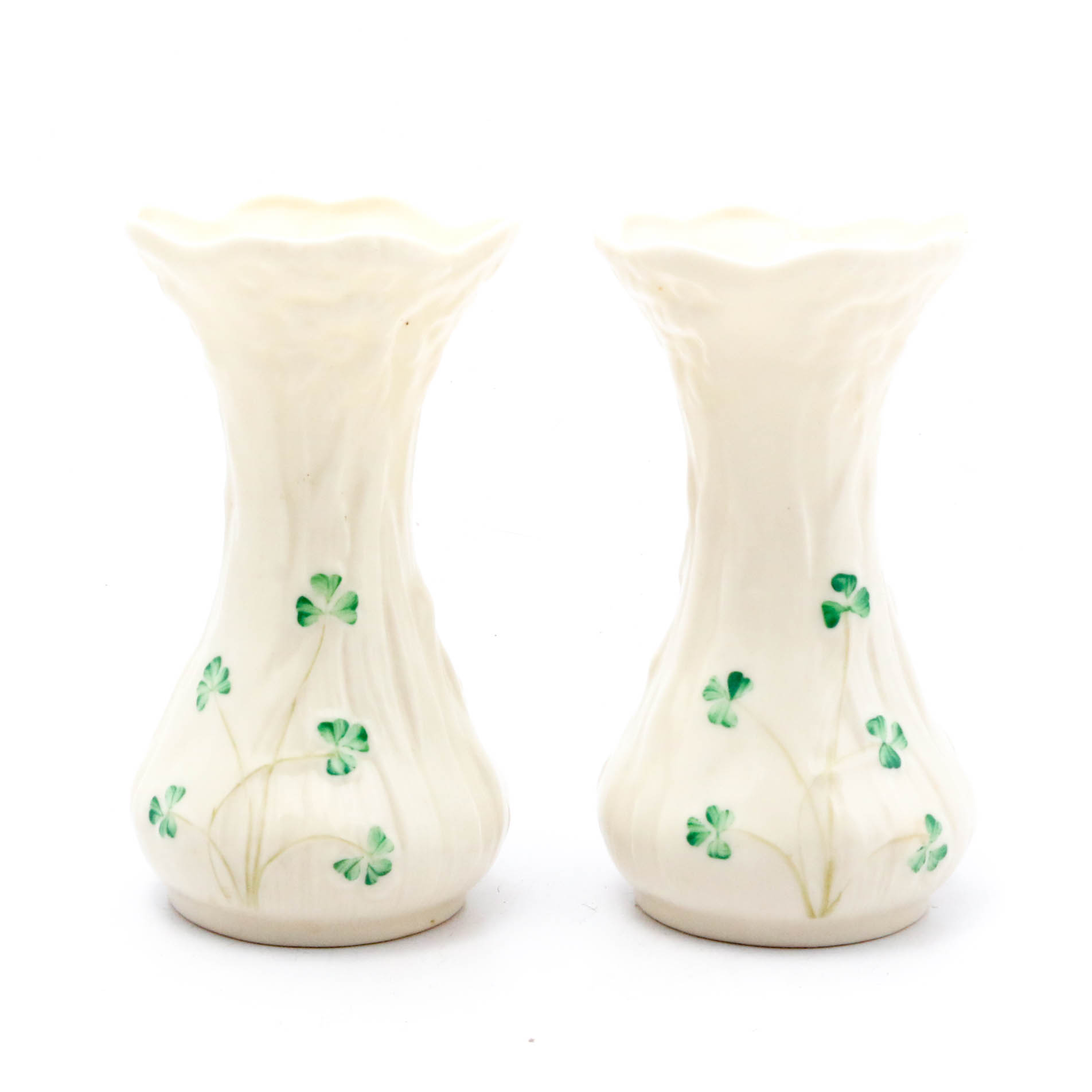 Belleek "Shamrock" Porcelain Vases, 1980-1993